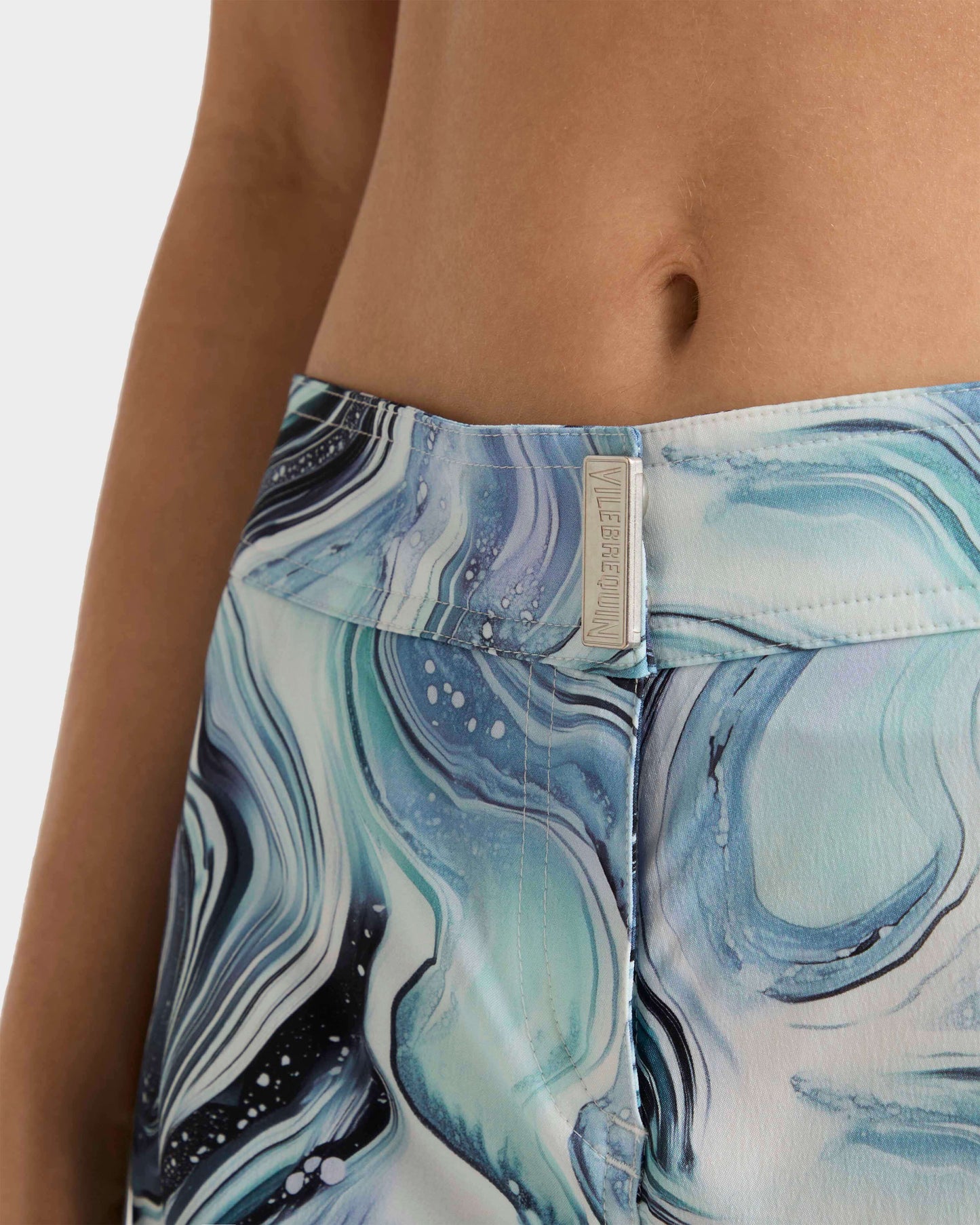 Vilebrequin Women Flat belt Stretch Swim Trunks Marble - White