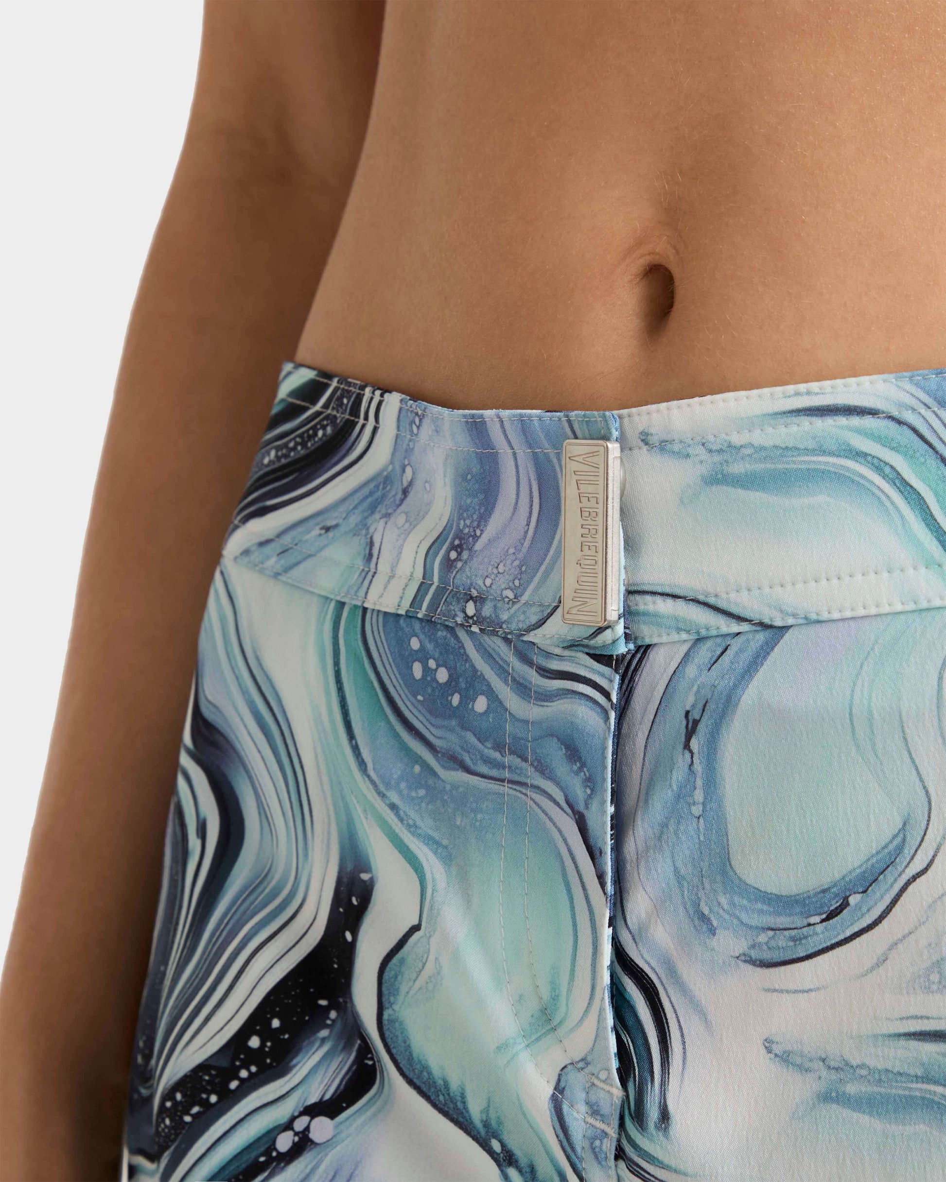 Vilebrequin Women Flat belt Stretch Swim Trunks Marble - White