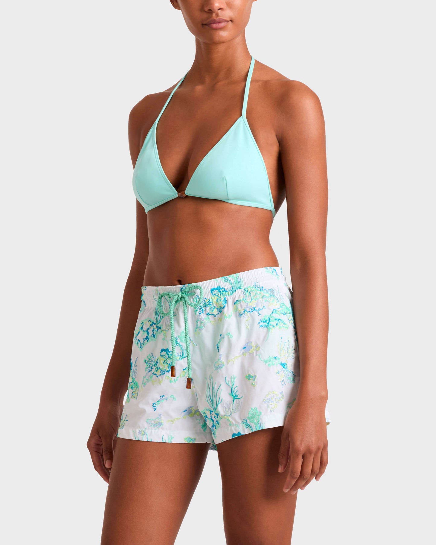 Vilebrequin Women Embroidered Stretch Swim Trunks Coral Reef - Limited Edition - White