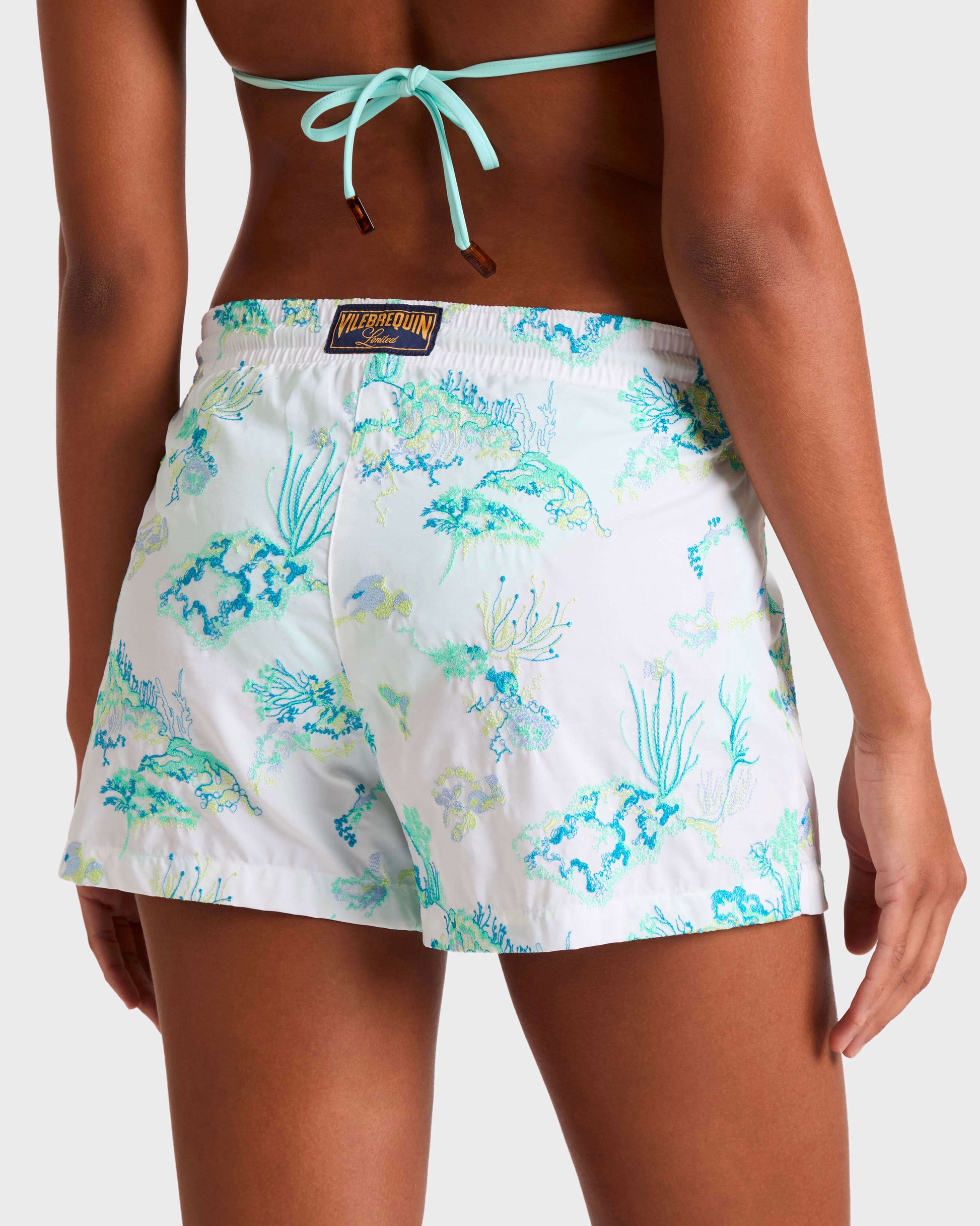 Vilebrequin Women Embroidered Stretch Swim Trunks Coral Reef - Limited Edition - White