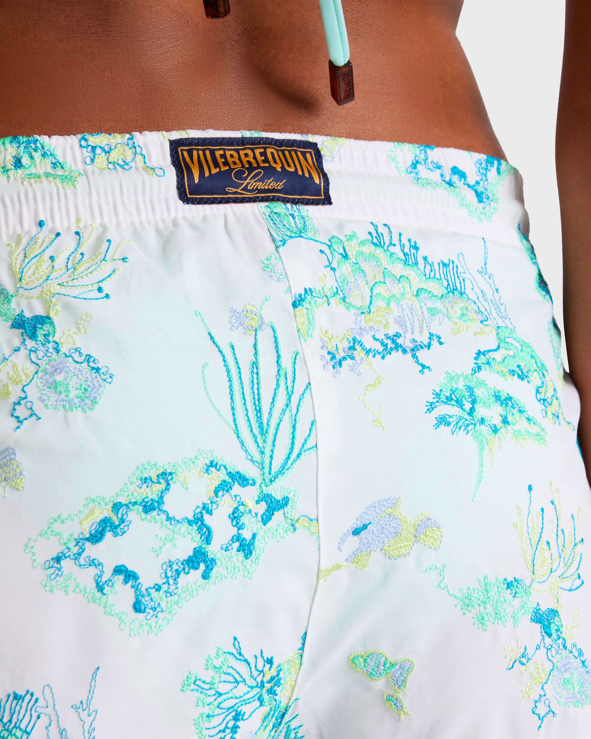 Vilebrequin Women Embroidered Stretch Swim Trunks Coral Reef - Limited Edition - White