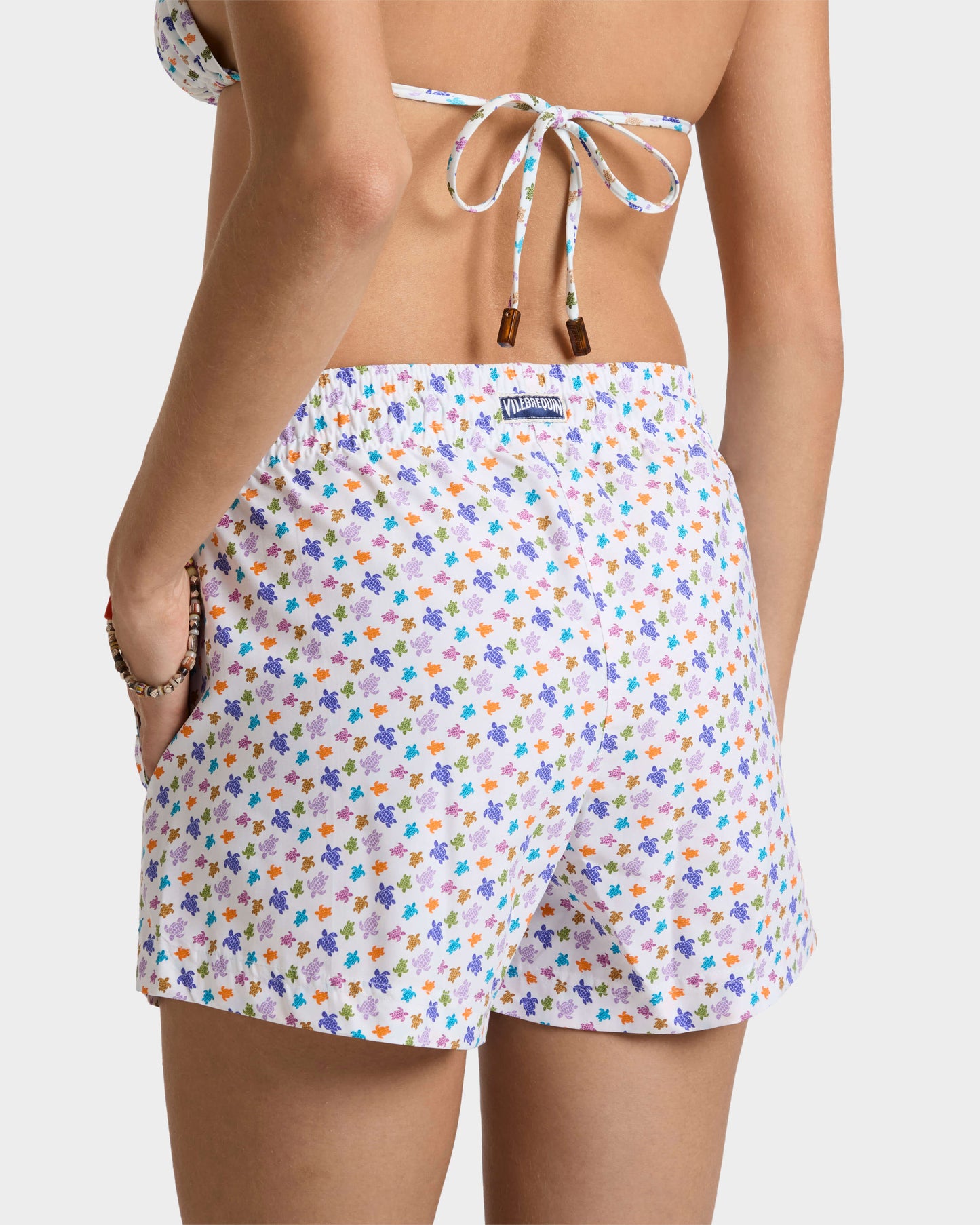 Vilebrequin Women Swim Trunks Micro Ronde des Tortues - White