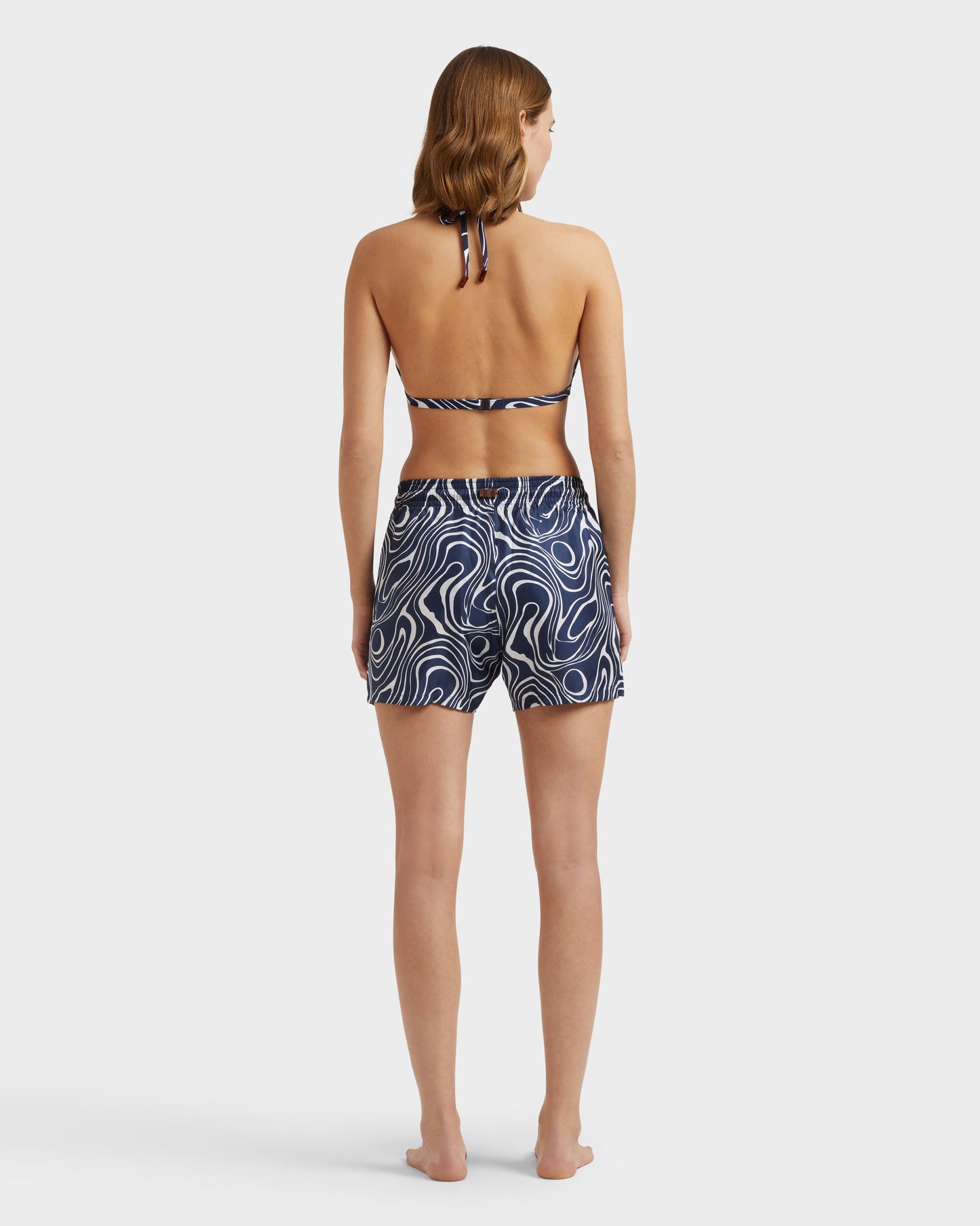 Vilebrequin Women Silk Bermuda Shorts Waves - Blue Navy