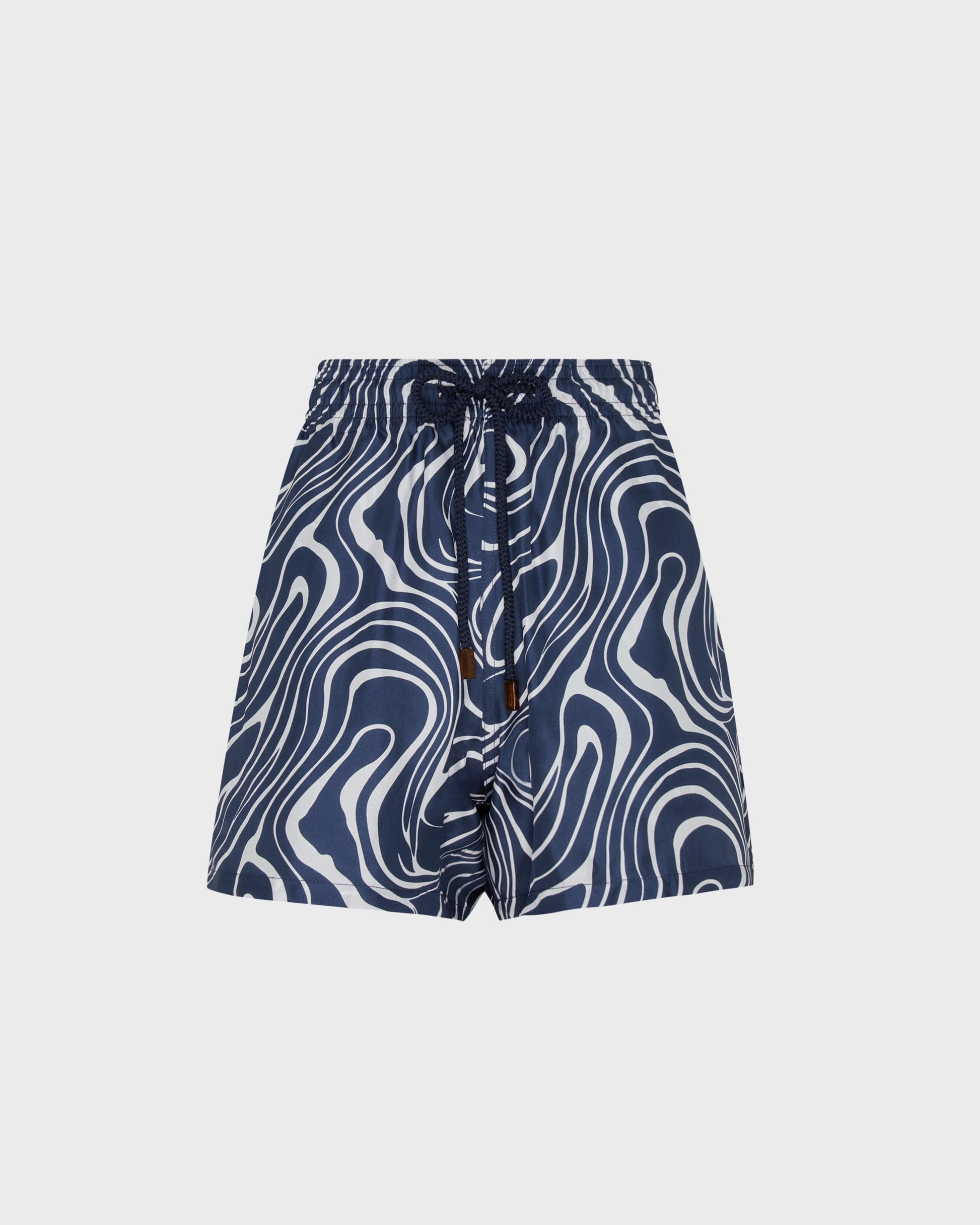 Vilebrequin Women Silk Bermuda Shorts Waves - Blue Navy