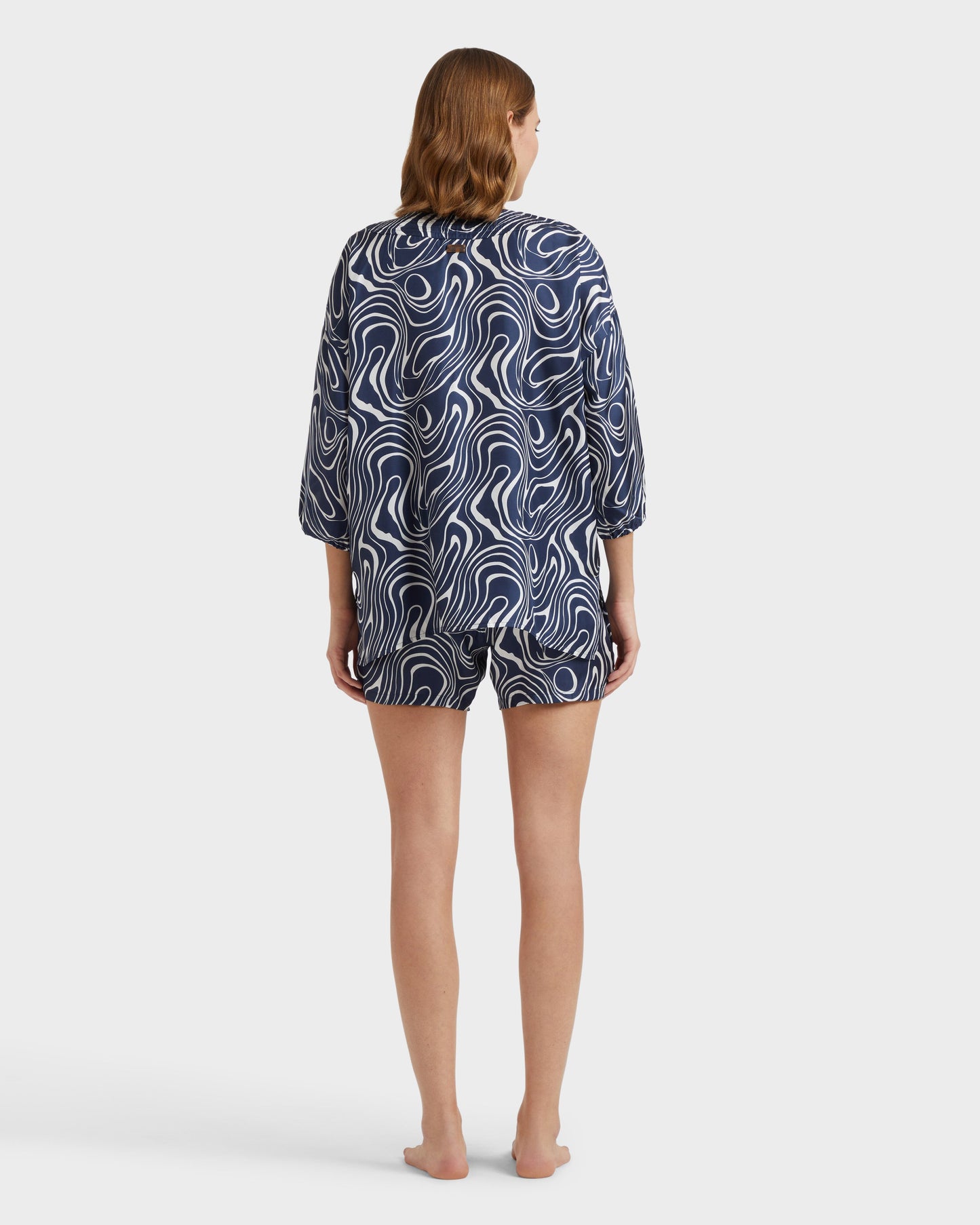 Vilebrequin Women Silk Shirt Waves - Blue Navy
