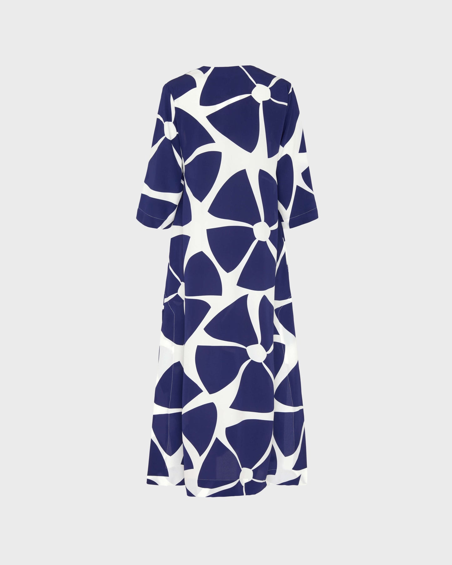 Vilebrequin Women Long Silk Crepe De Chine Kaftan Big Flowers - Blue Midnight