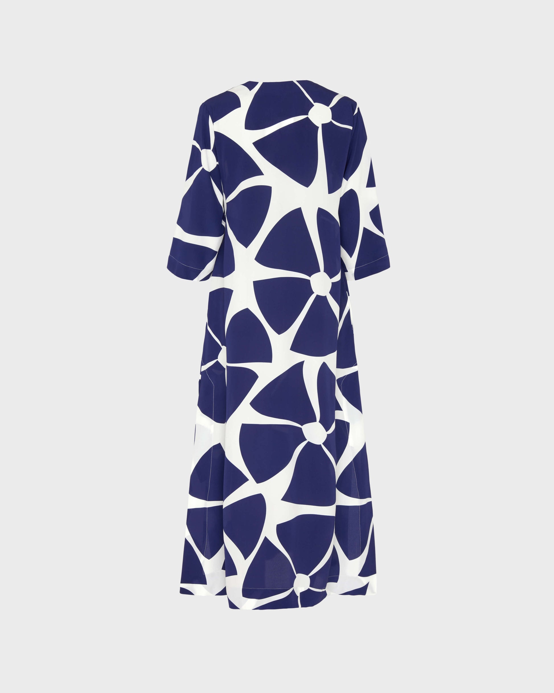 Vilebrequin Women Long Silk Crepe De Chine Kaftan Big Flowers - Blue Midnight