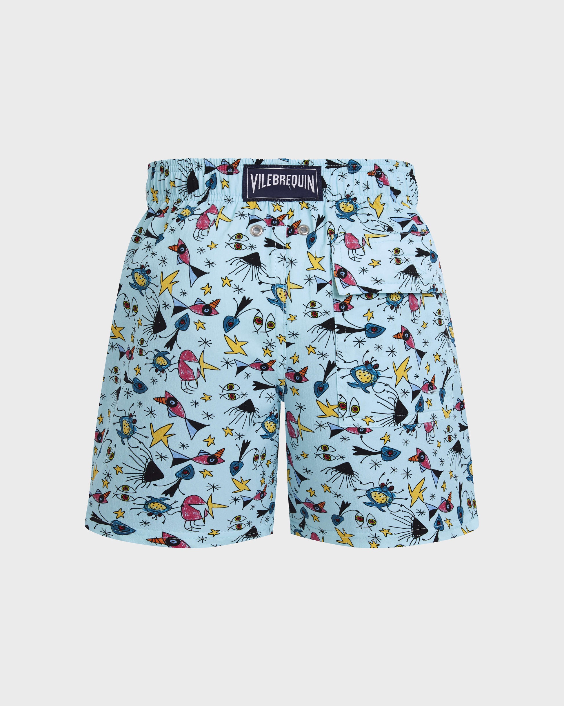 Vilebrequin Boys Boys Stretch Swim Trunks Aquatic Carnival - Blue Oxygene