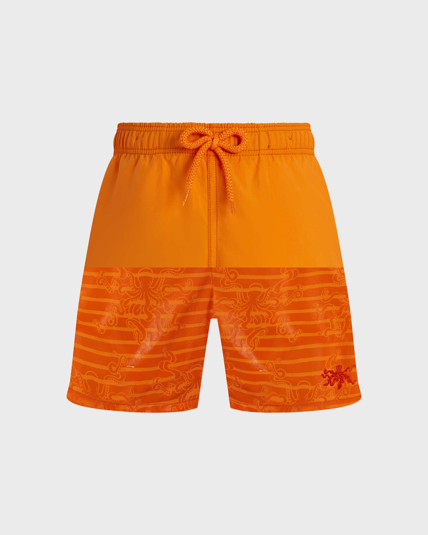 Vilebrequin Boys Boys Swim Trunks Water-reactive Octopus in Stripes - Orange Vitamin