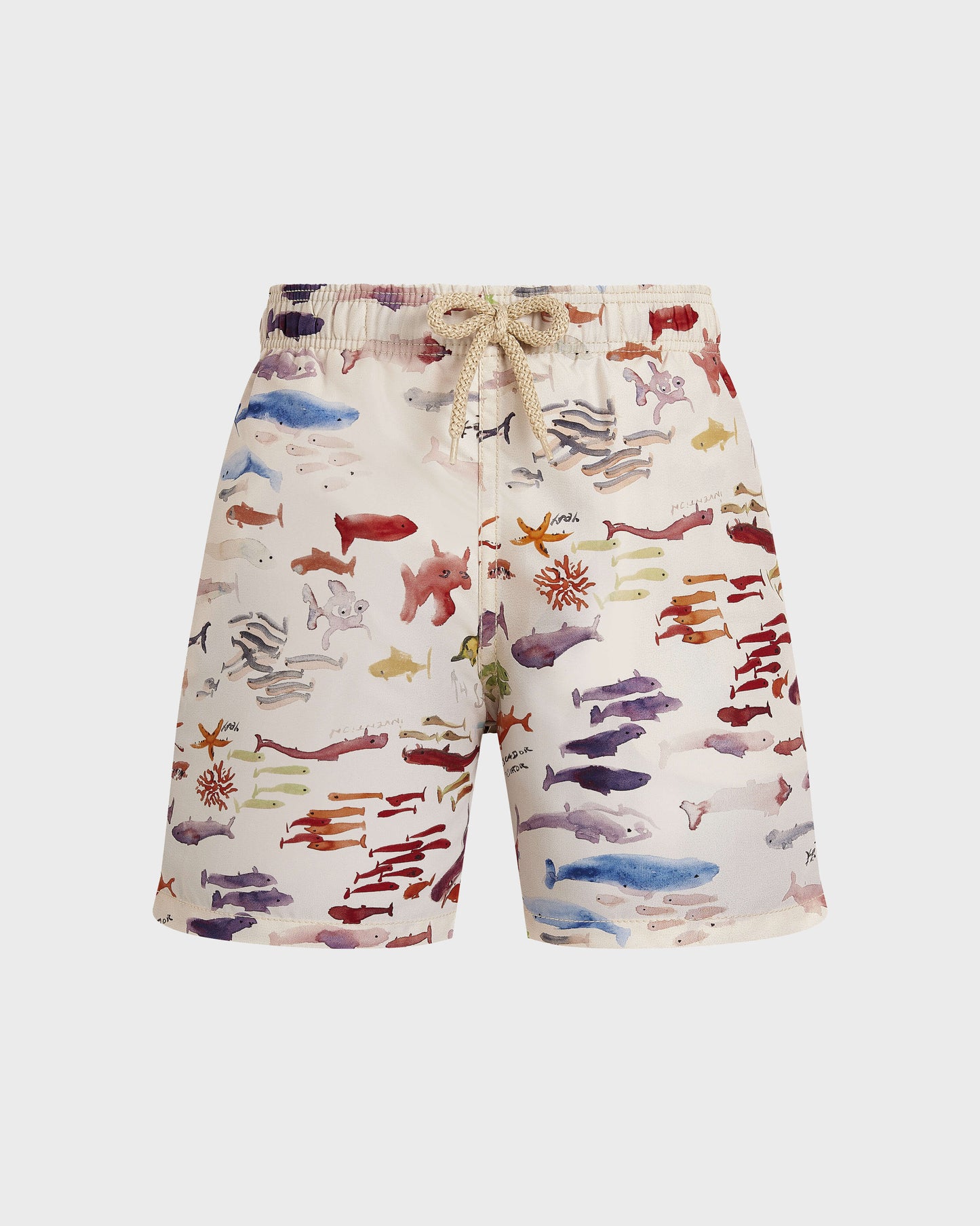 Vilebrequin Boys Boys Swim Trunks Pescador - VBQ x Fabrice Hyber - White Papier