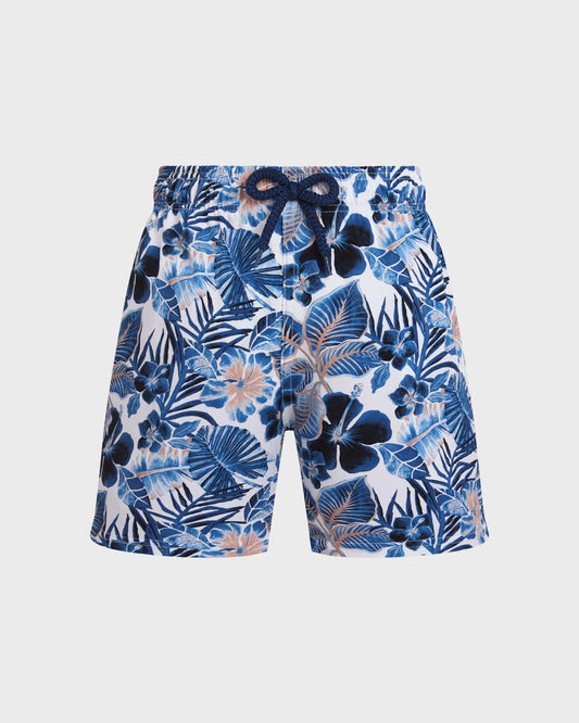 Vilebrequin Boys Boys Stretch Swim Trunks Island Flowers - White
