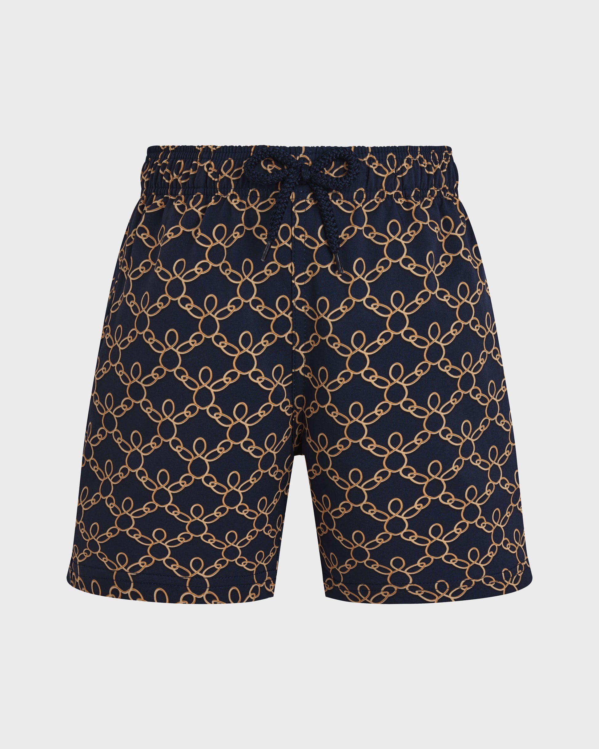 Vilebrequin Boys Boys Stretch Swim Shorts Turtles Chain - Blue Navy