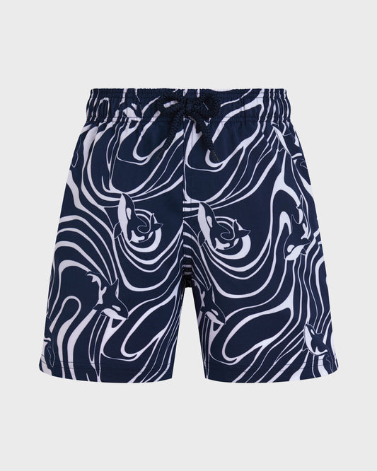 Vilebrequin Boys Boys Stretch Swim Shorts Orcas - Blue Navy
