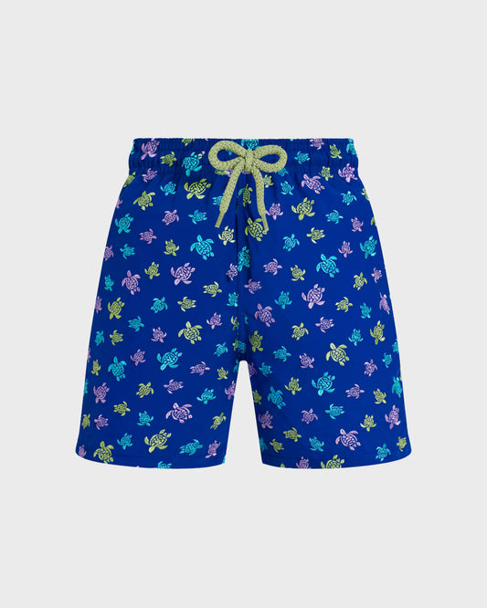 Vilebrequin Boys Boys Swimwear Embroidered Micro Ronde Tortues Multicolores - Blue Marrakech