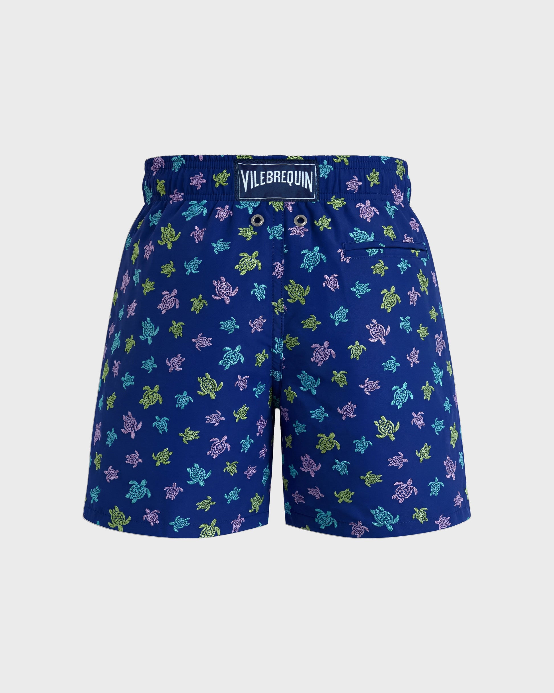Vilebrequin Boys Boys Swimwear Embroidered Micro Ronde Tortues Multicolores - Blue Marrakech