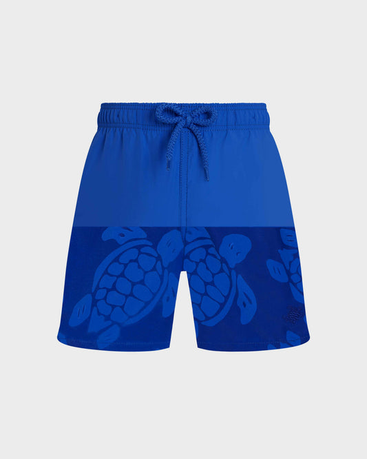 Vilebrequin Boys Boys Water-reactive Swim shorts Ronde Des Tortues Maxi - Blue Marrakech