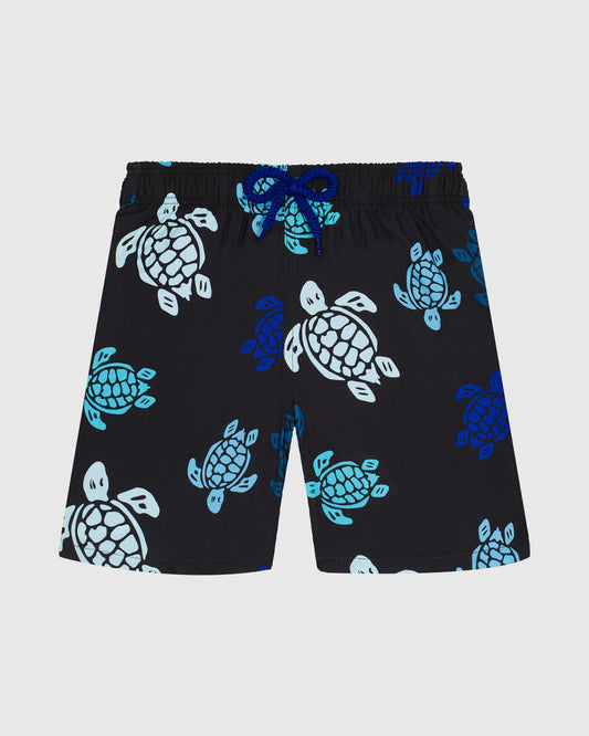 Vilebrequin Boys Boys Ultra-light and packable Swim shorts Tortues Multicolores - Black