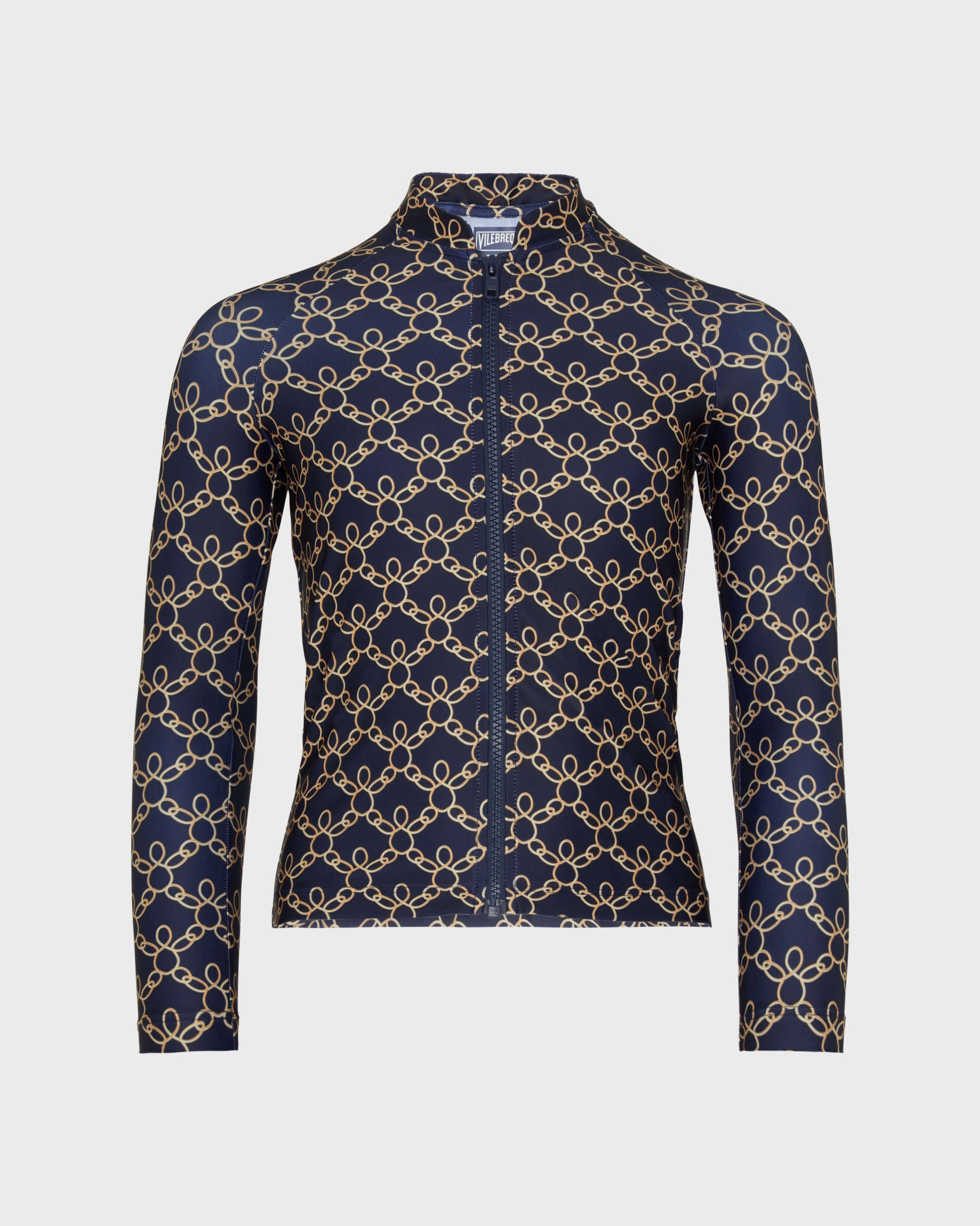 Vilebrequin Boys Boys Zipped Long Sleeves Rashguard Turtles Chain - Blue Navy
