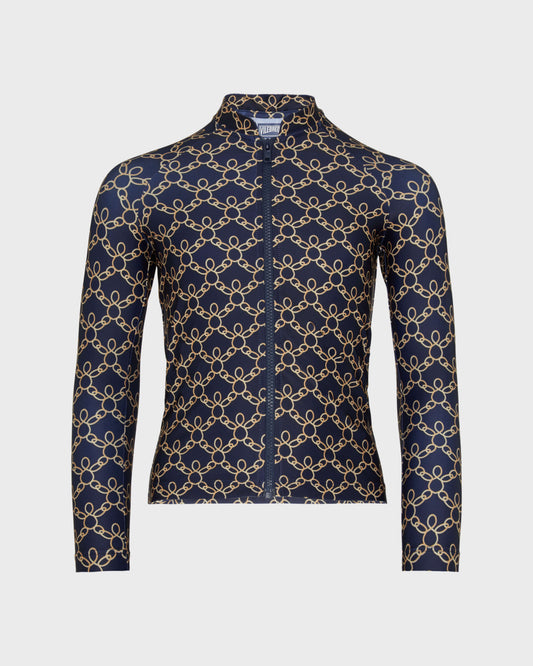 Vilebrequin Boys Boys Zipped Long Sleeves Rashguard Turtles Chain - Blue Navy