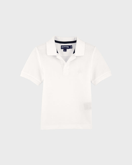 Vilebrequin Boys Cotton Pique Boys Polo Shirt Solid - White Boys Polo Shirt
