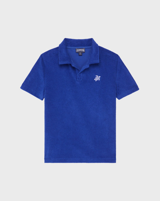 Vilebrequin Boys Boys Terry Polo Embroidered Turtle - Blue Marrakech