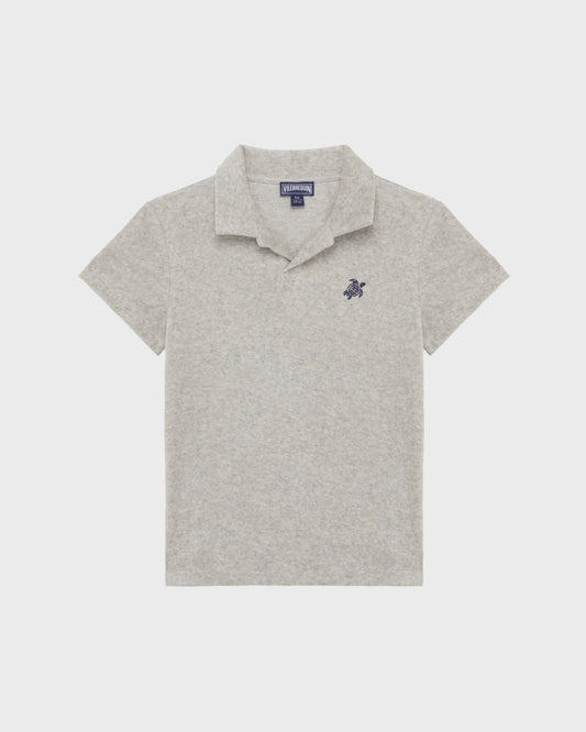 Vilebrequin Boys Boys Terry Polo Embroidered Turtle - Heather grey