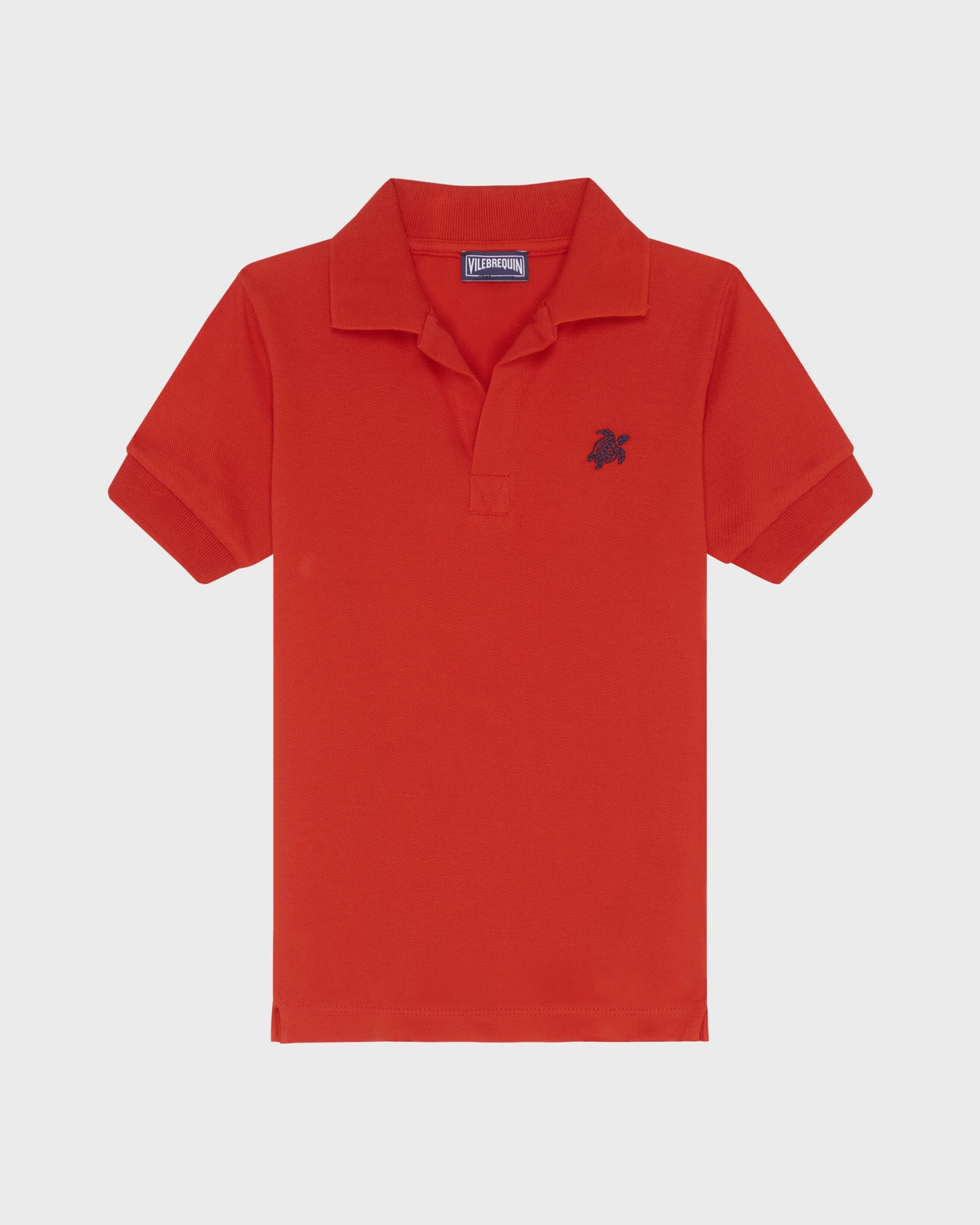 Vilebrequin Boys Boys Pique Cotton Polo Embroidered Turtle - Poppy red