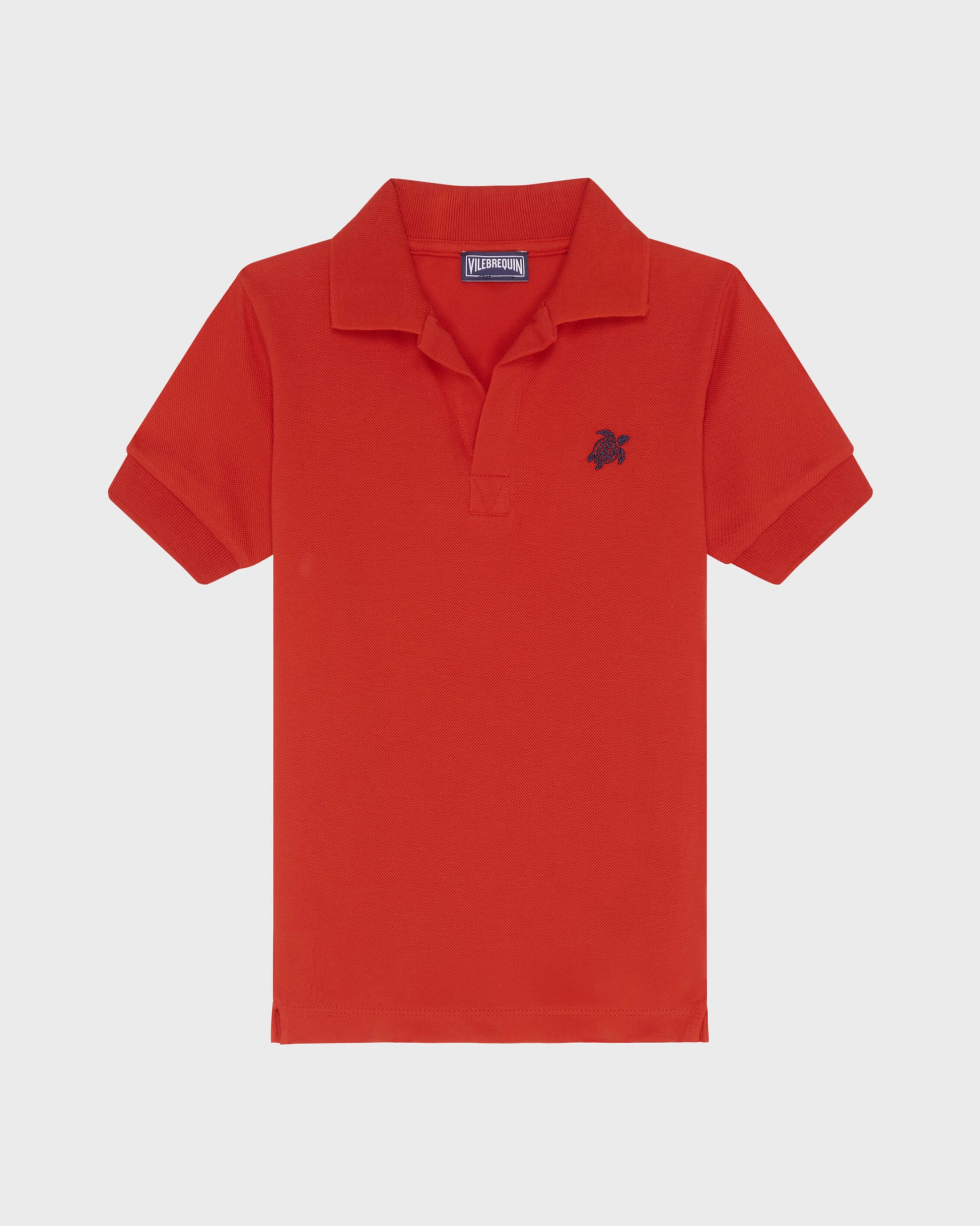 Vilebrequin Boys Boys Pique Cotton Polo Embroidered Turtle - Poppy red