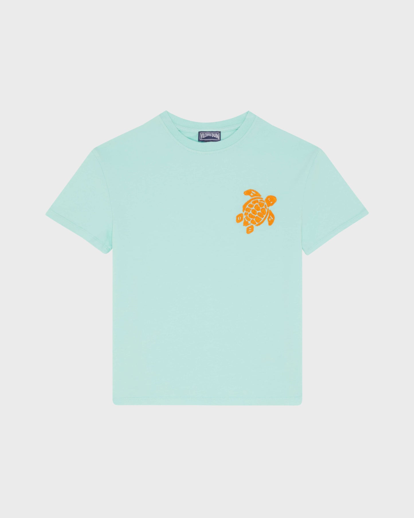 Vilebrequin Boys Boys Organic Cotton T-shirt Embroidered Turtle - Green Caribbean