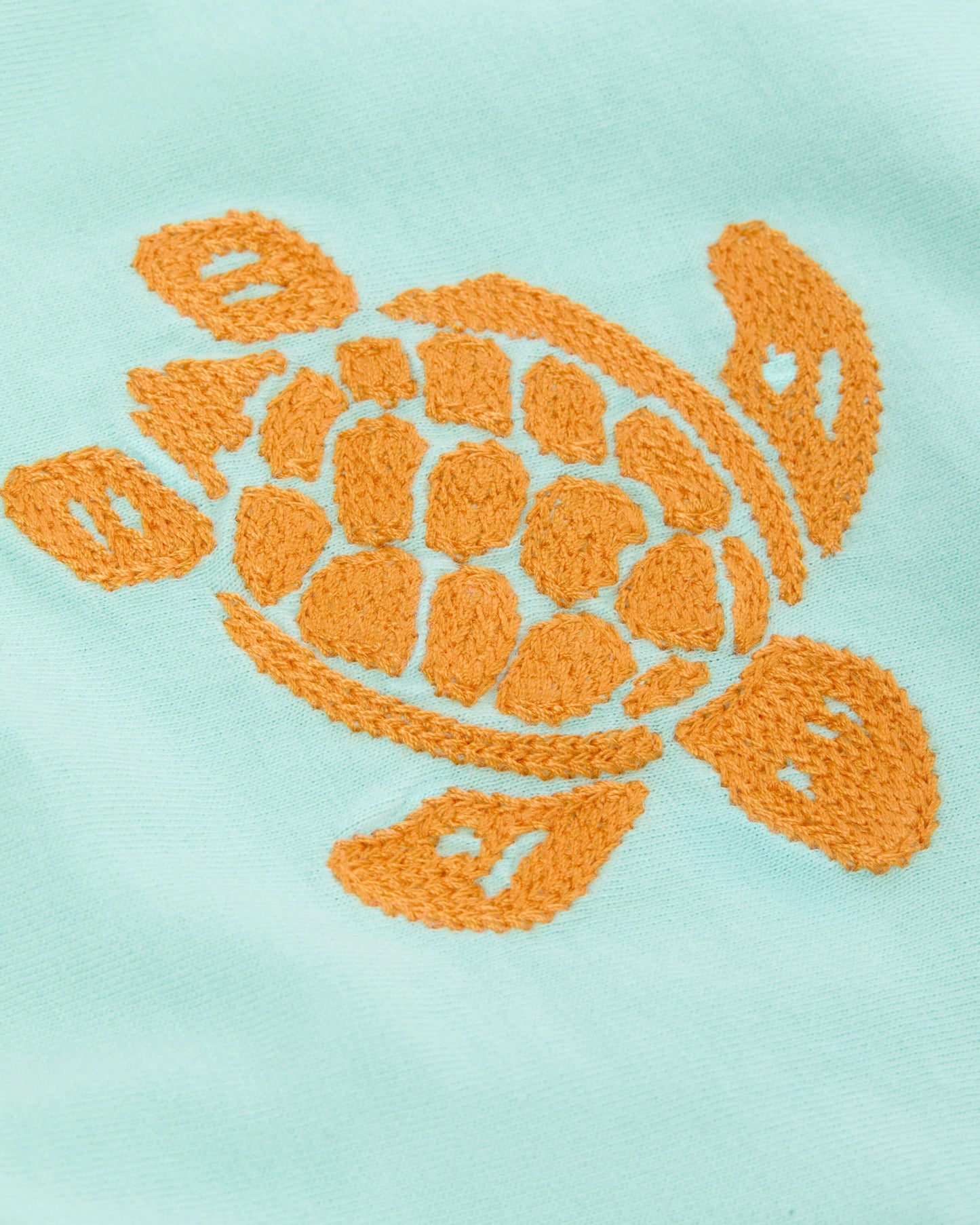 Vilebrequin Boys Boys Organic Cotton T-shirt Embroidered Turtle - Green Caribbean