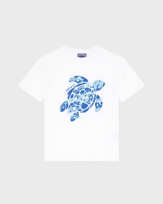 Vilebrequin Boys Boys Organic Cotton T-shirt Big Turtle Print - White