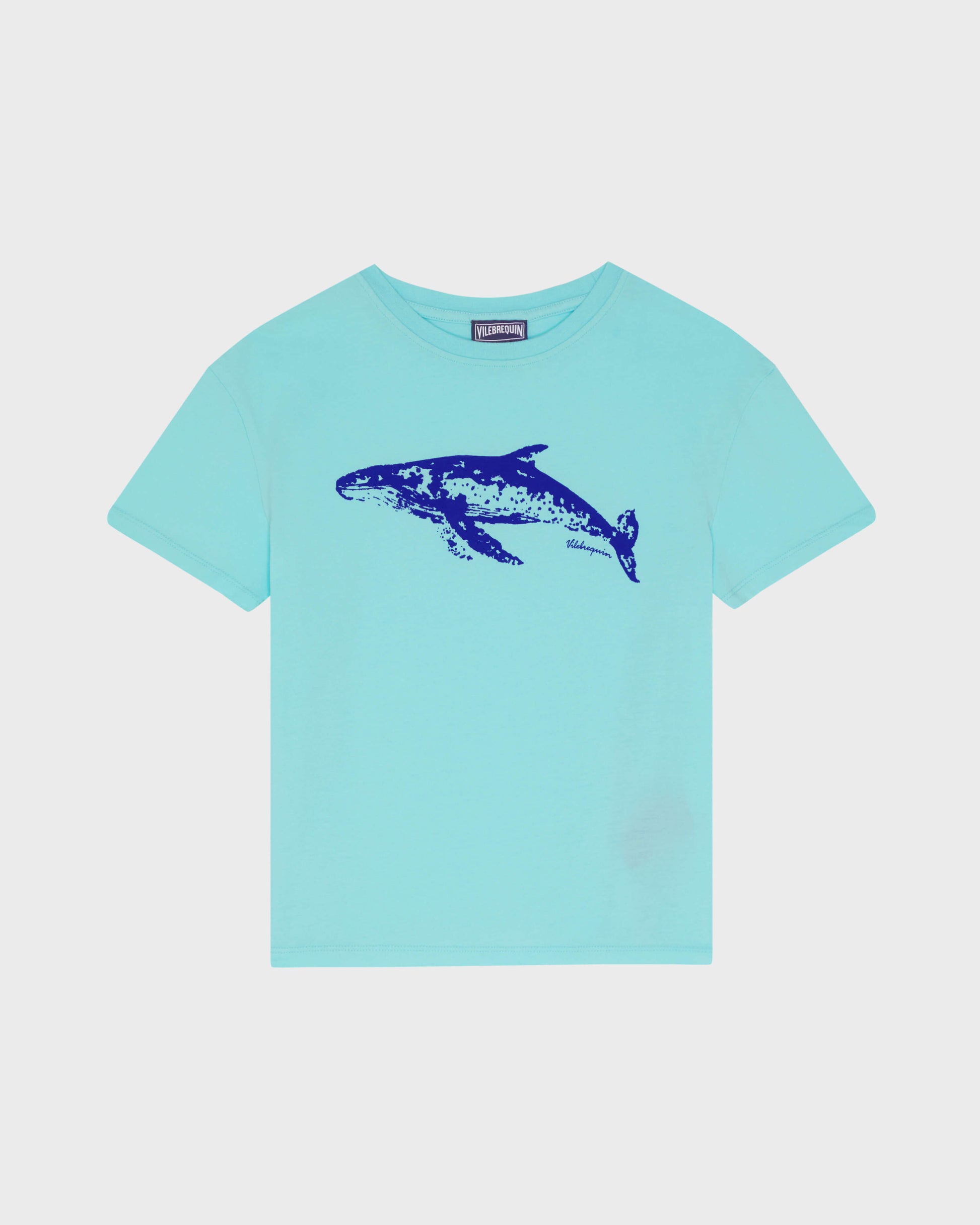 Vilebrequin Boys Boys Organic Cotton T-shirt Whale - Blue Oxygene