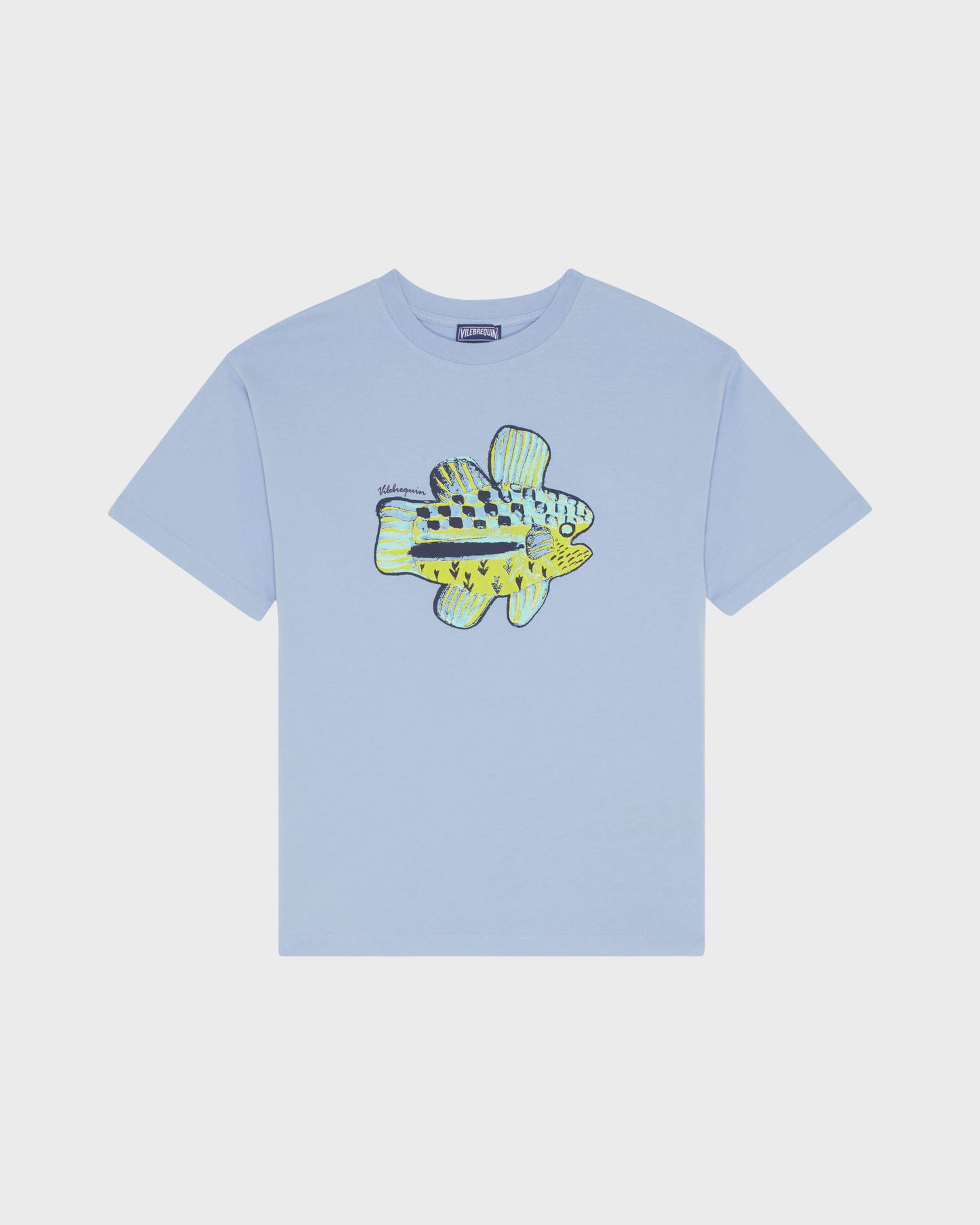 Vilebrequin Boys Boys Organic Cotton Oversize T-shirt Fish - Blue Cloudy