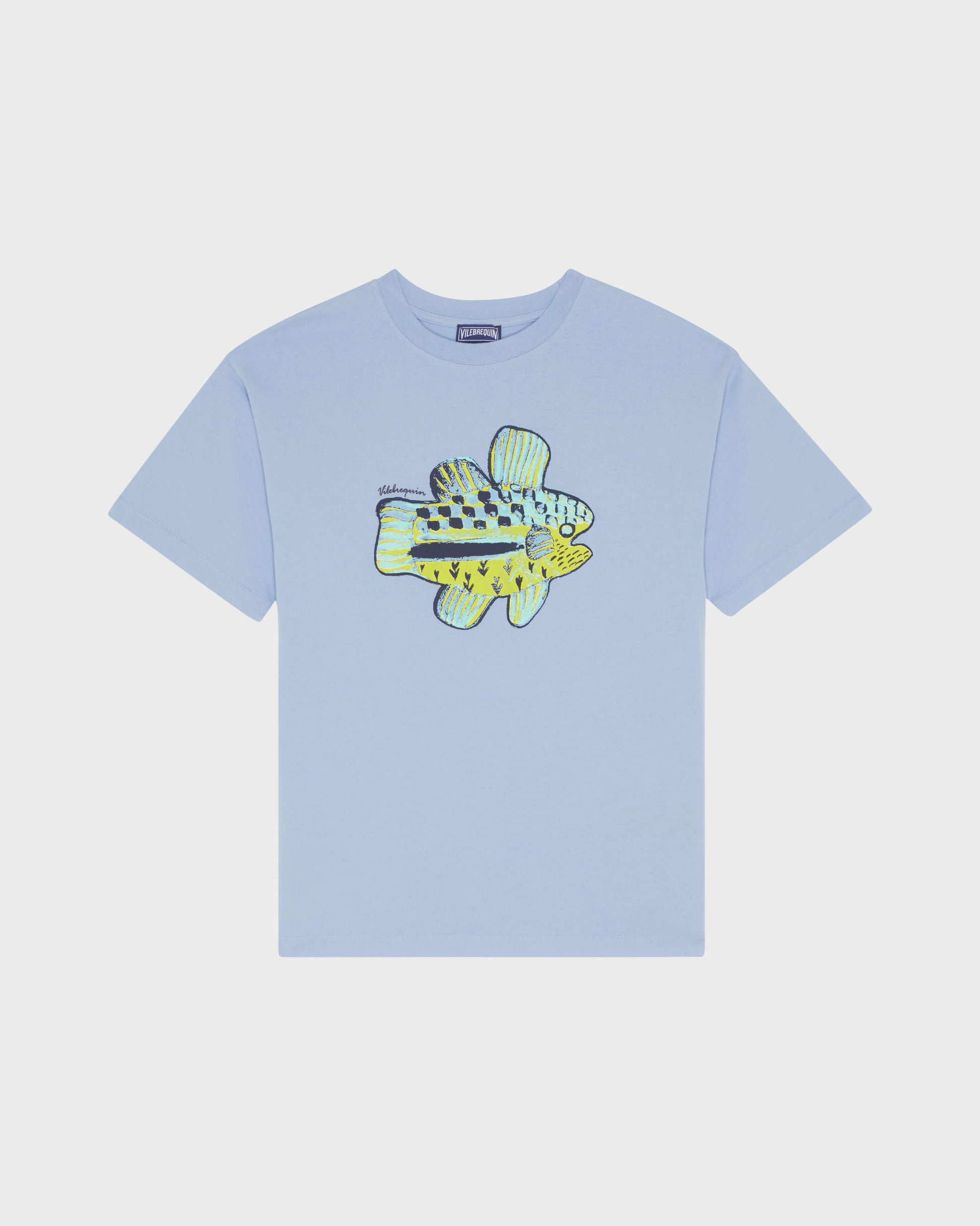 Vilebrequin Boys Boys Organic Cotton Oversize T-shirt Fish - Blue Cloudy