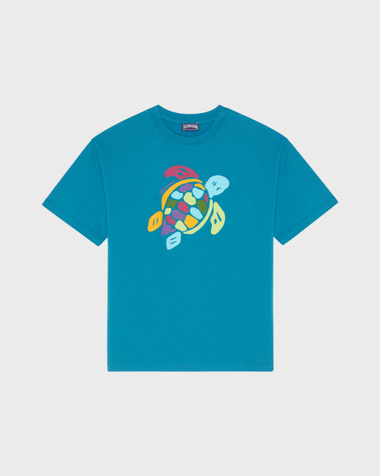 Vilebrequin Boys Boys Organic Cotton Oversize T-shirt Big Turtle - Blue Coin coin