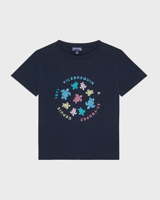 Vilebrequin Boys Boys Organic Cotton T-shirt Tortue Multicolores