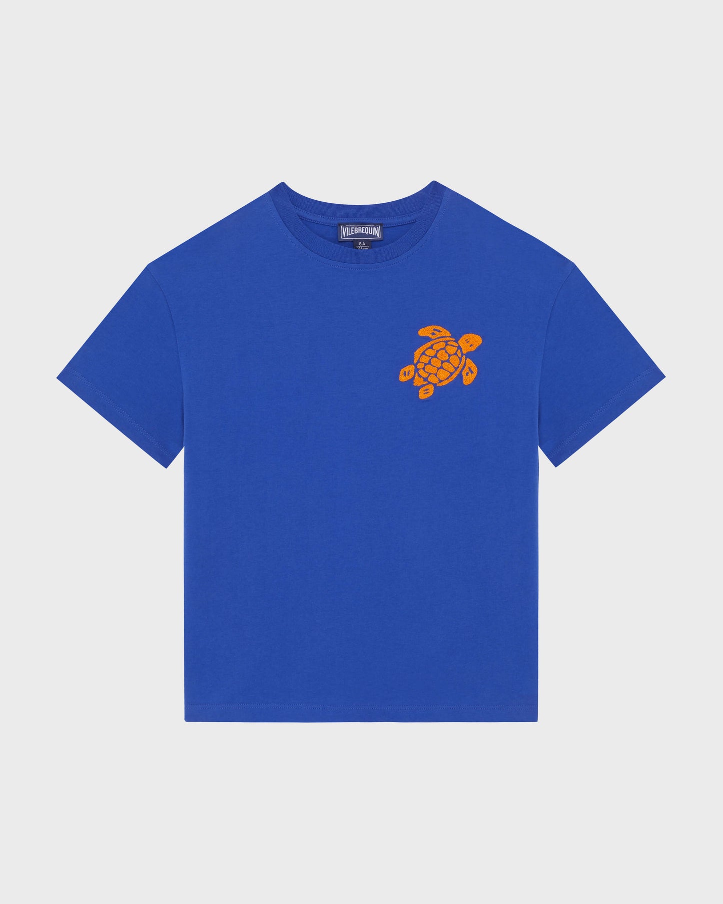 Vilebrequin Boys Boys Organic Cotton T-shirt Embroidered Turtle - Blue Marrakech
