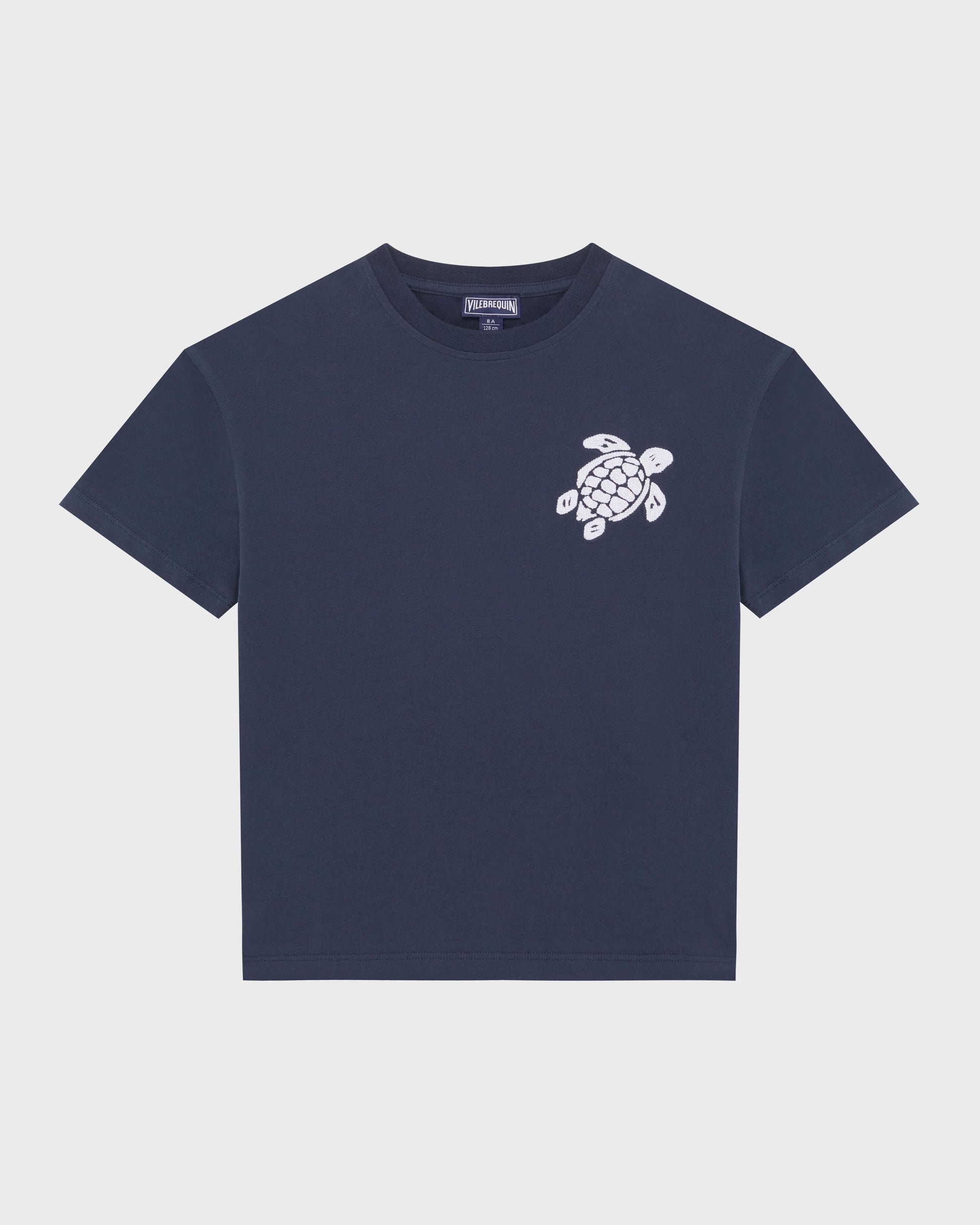 Vilebrequin Boys Boys Organic Cotton T-shirt Embroidered Turtle - Blue Navy