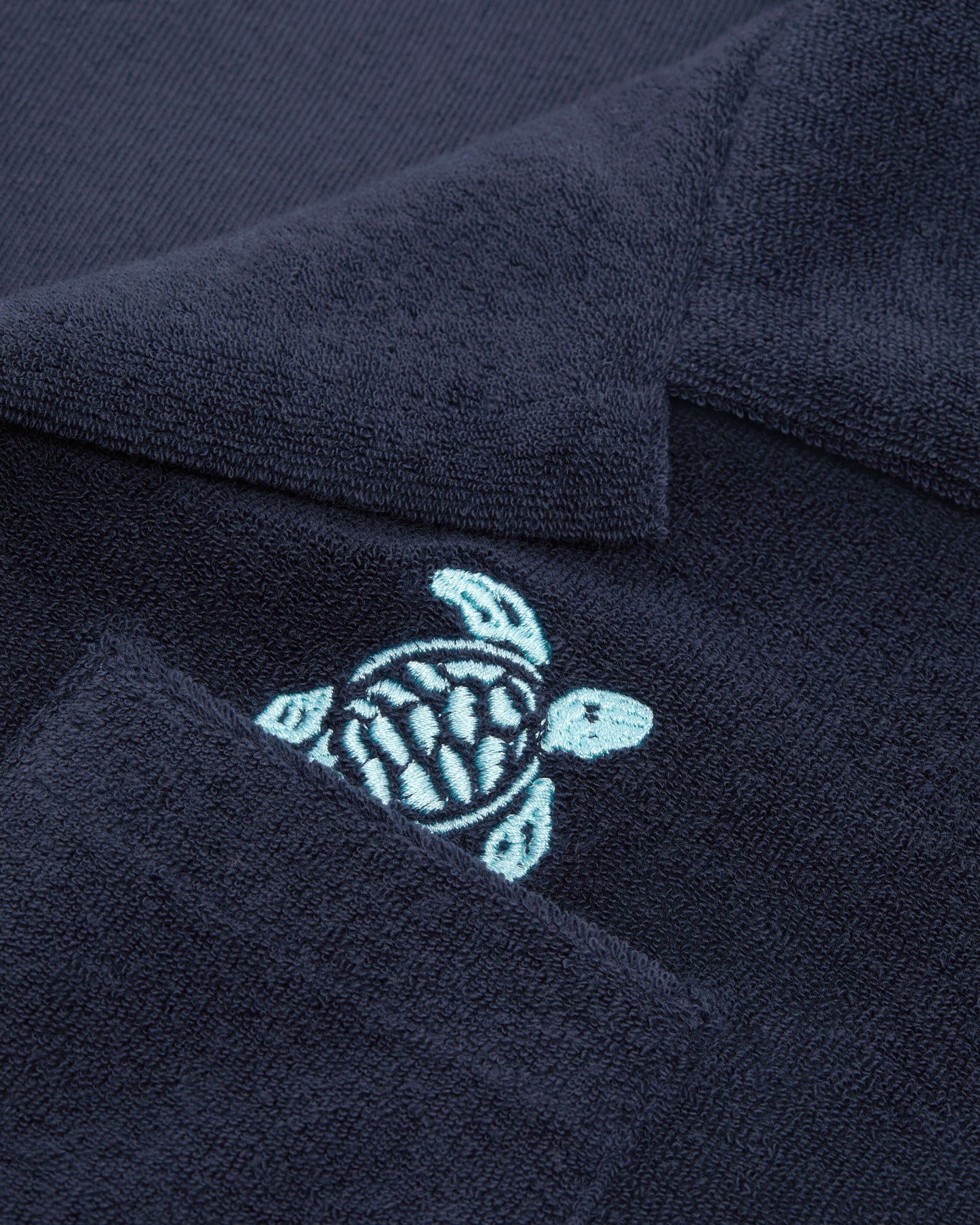 Vilebrequin Boys Boys Terry Bowling Shirt Embroidered Turtle - Blue Navy