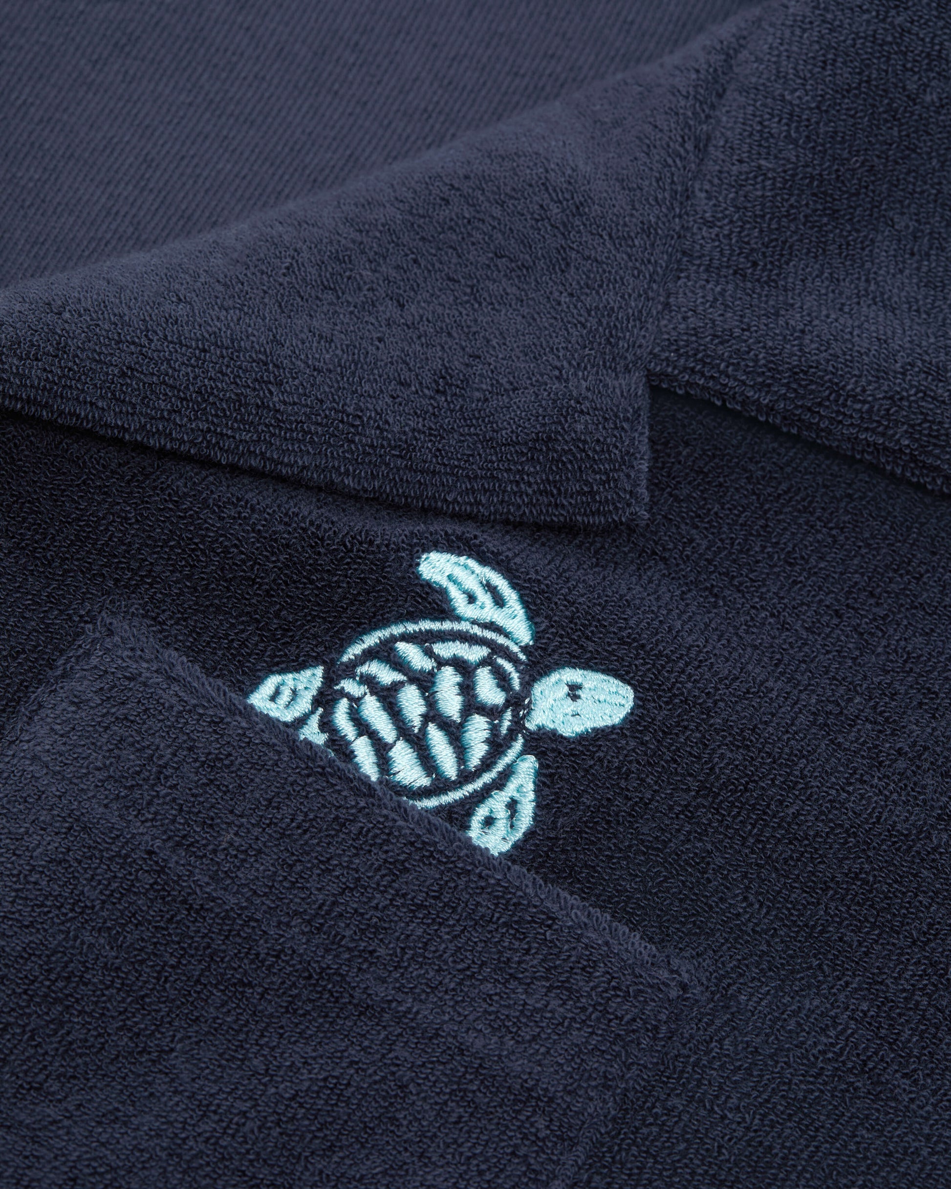 Vilebrequin Boys Boys Terry Bowling Shirt Embroidered Turtle - Blue Navy