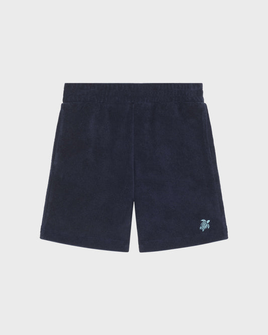 Vilebrequin Boys Boys Terry Bermuda Shorts Embroidered Turtle - Blue Navy