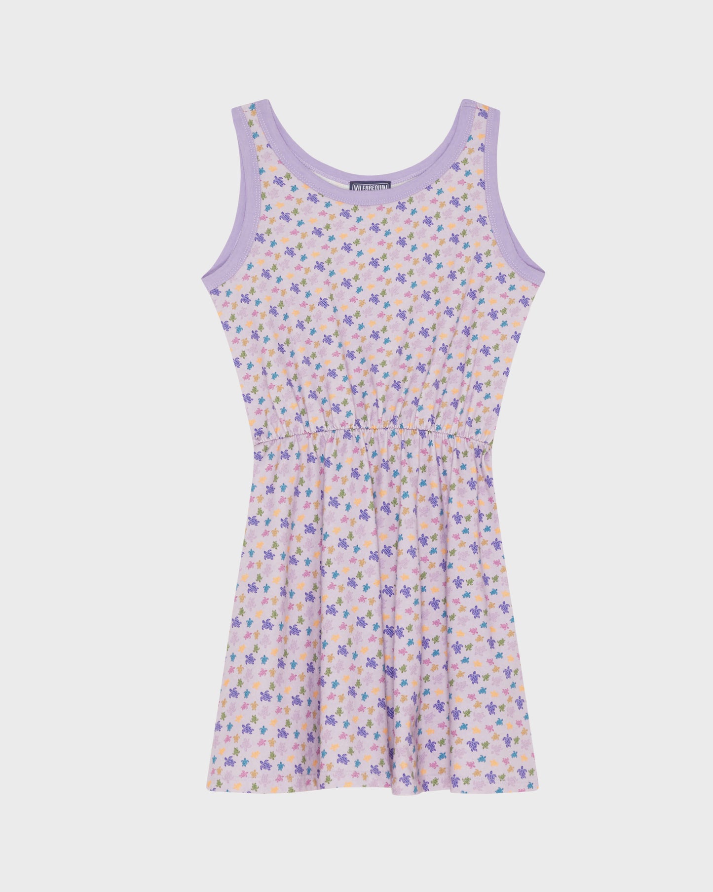 Vilebrequin Girls Girls Organic Cotton Tank Dress Micro Ronde des Tortues - Purple Fleur