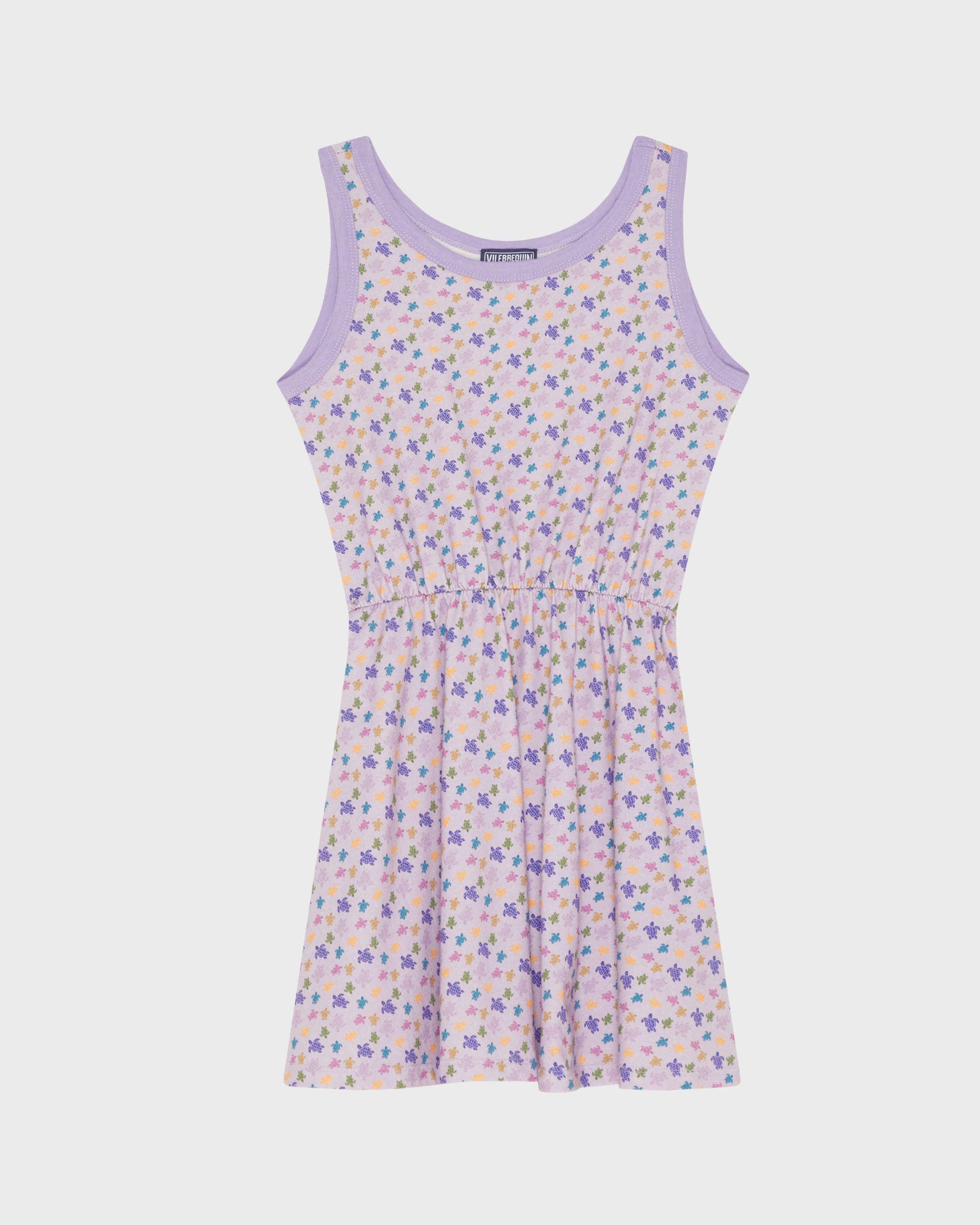 Vilebrequin Girls Girls Organic Cotton Tank Dress Micro Ronde des Tortues - Purple Fleur