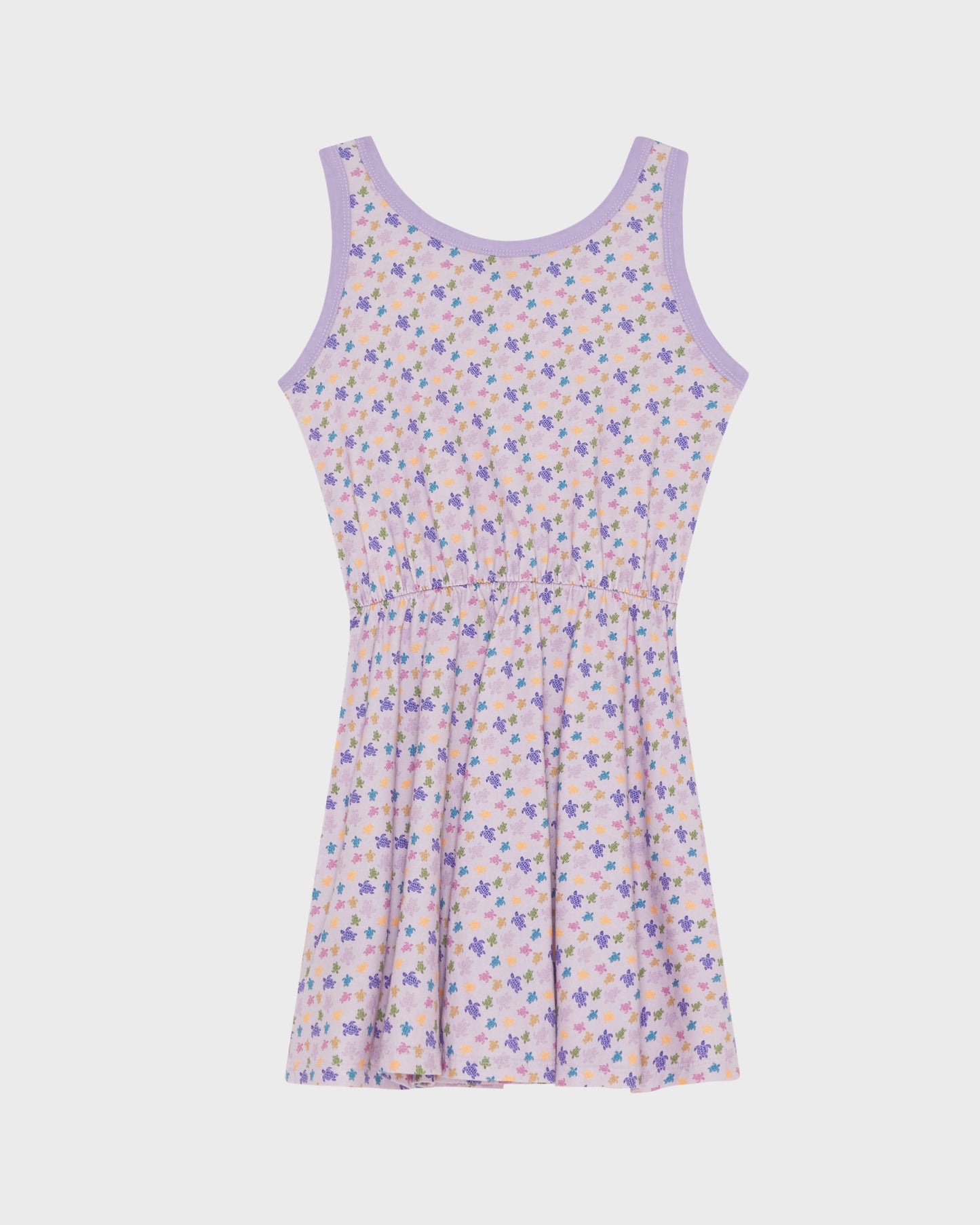 Vilebrequin Girls Girls Organic Cotton Tank Dress Micro Ronde des Tortues - Purple Fleur