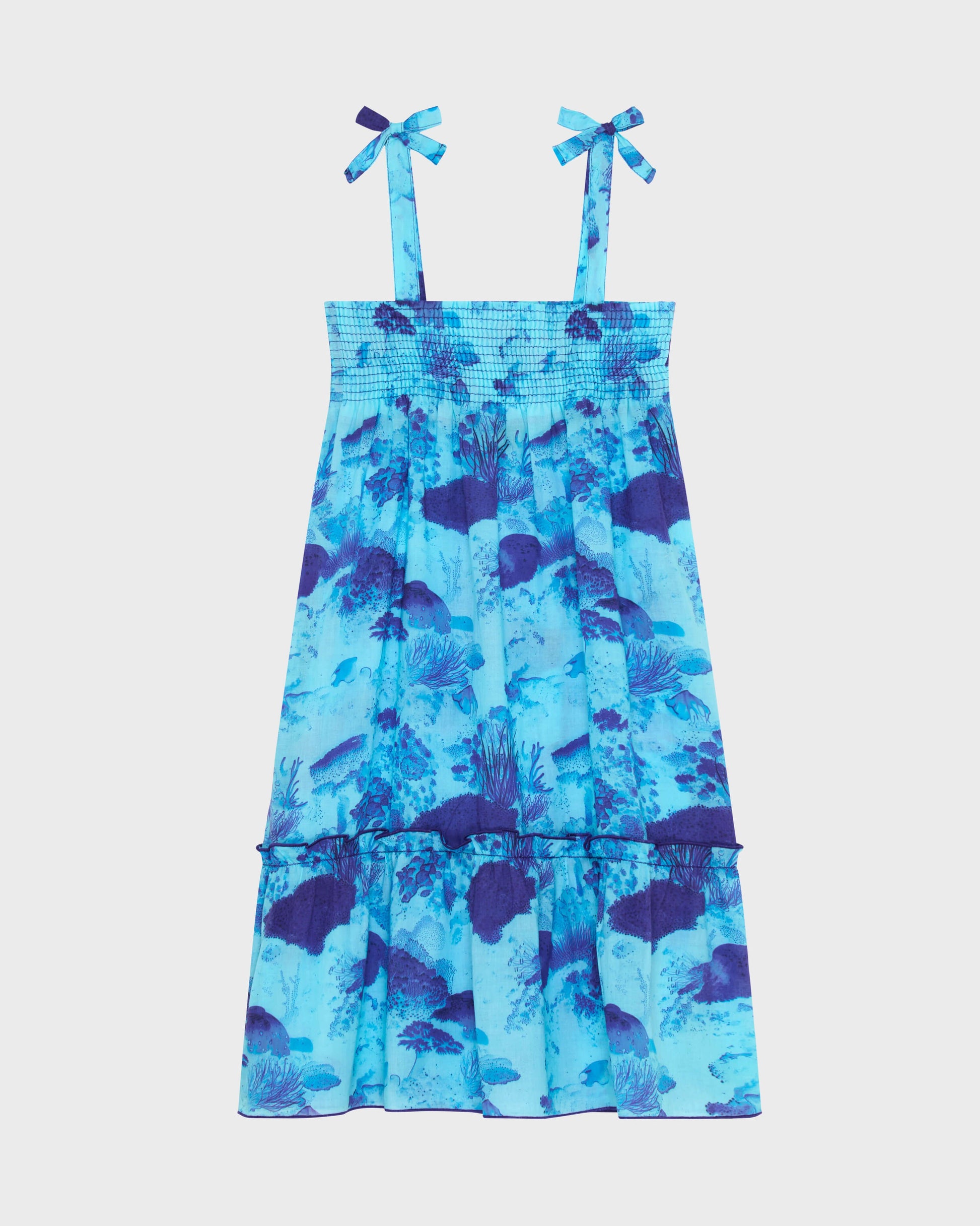 Vilebrequin Girls Girls Organic Cotton voile Dress Coral Reef - Blue Oxygene