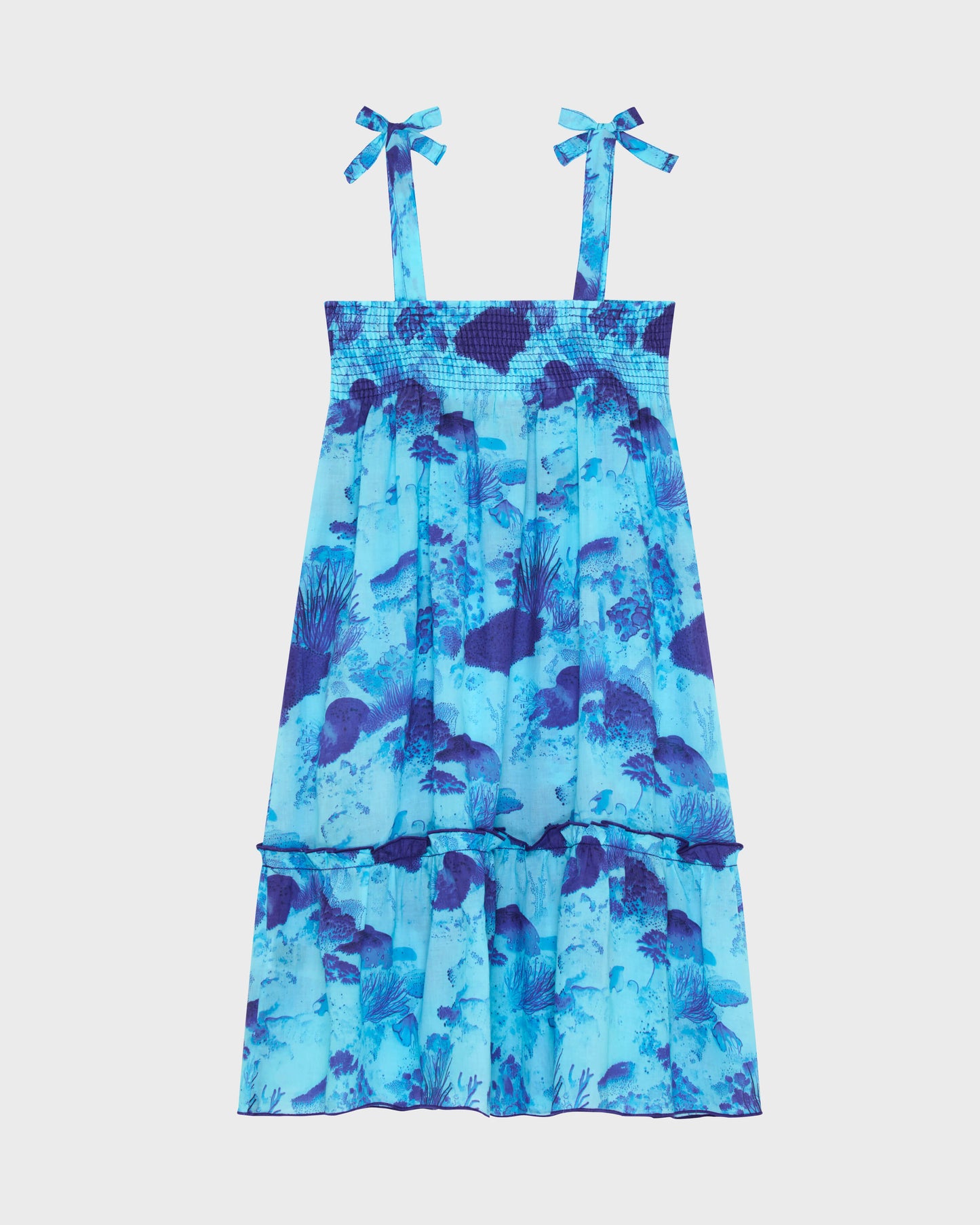 Vilebrequin Girls Girls Organic Cotton voile Dress Coral Reef - Blue Oxygene