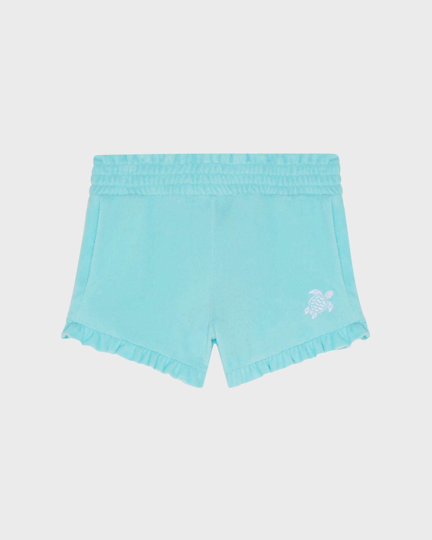 Vilebrequin Girls Girls Terry Shorts Embroidered Turtle - Blue Oxygene