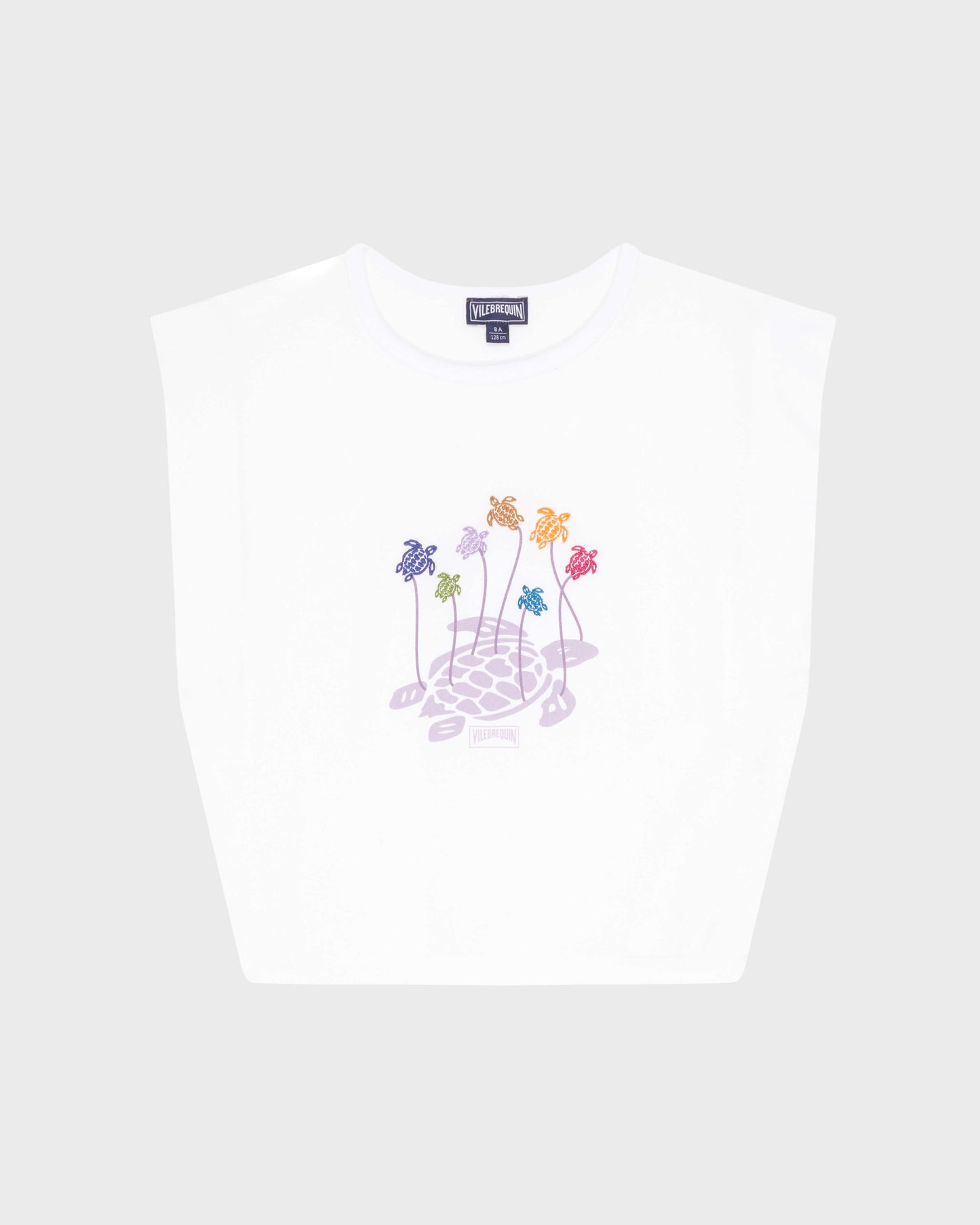 Vilebrequin Girls Girls Organic Cotton Tank Top Mini Turtle - White
