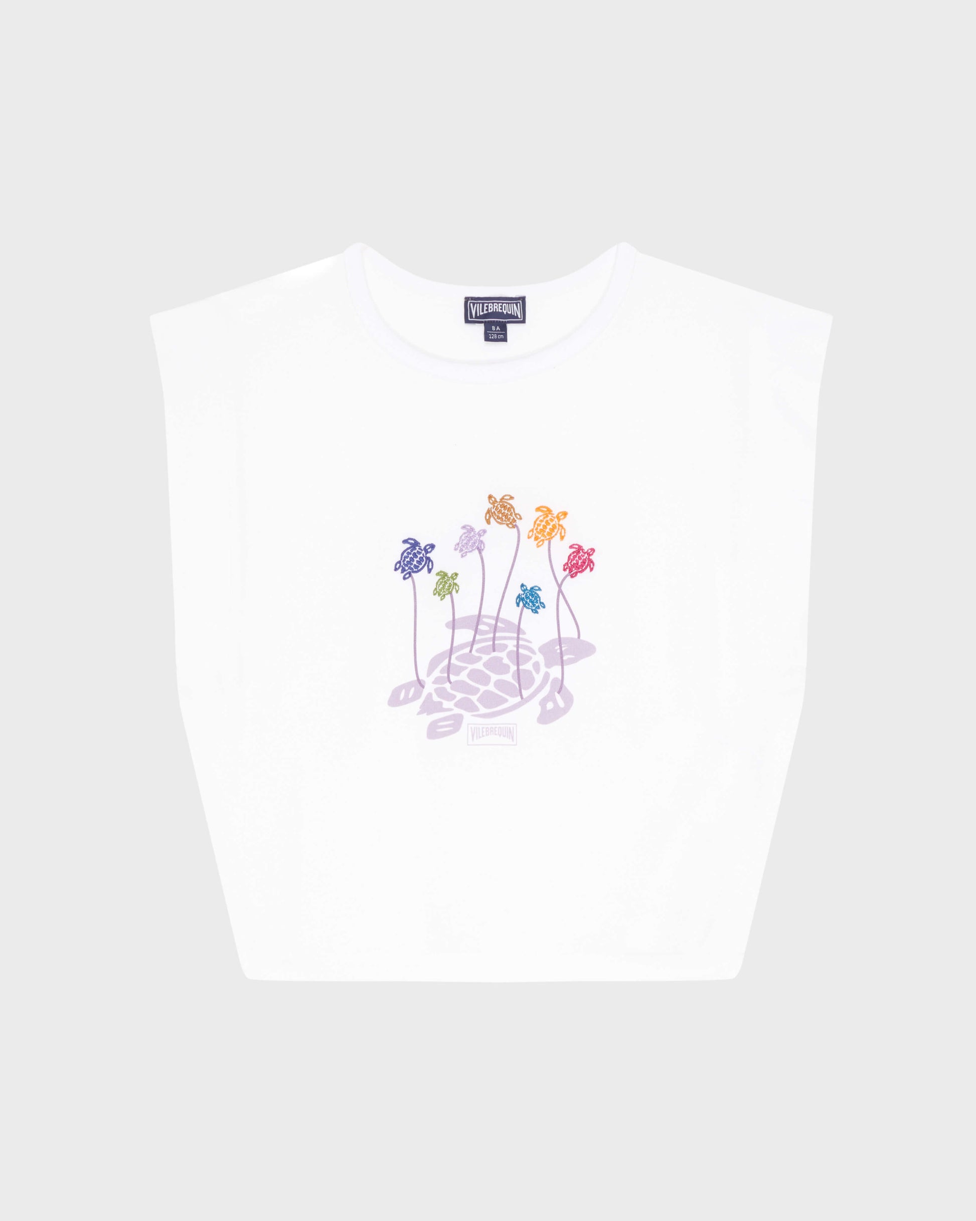 Vilebrequin Girls Girls Organic Cotton Tank Top Mini Turtle - White