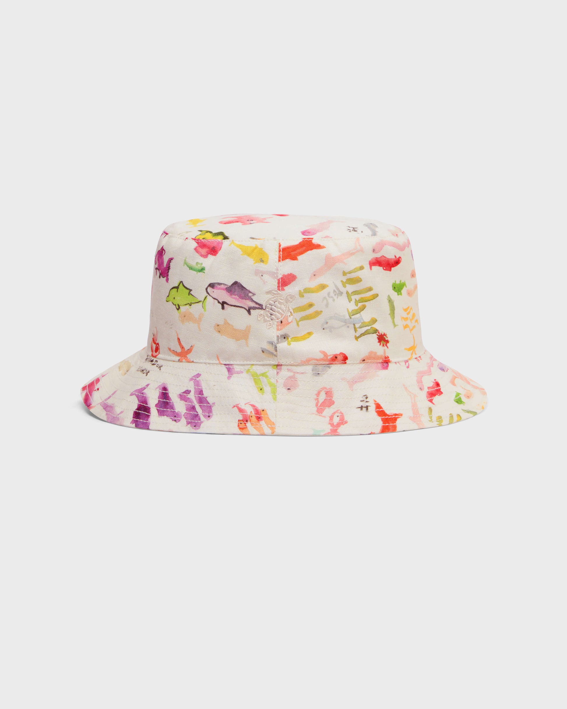 Vilebrequin Accessories Linen Bucket hat Pescador - VBQ x Fabrice Hyber - White Papier